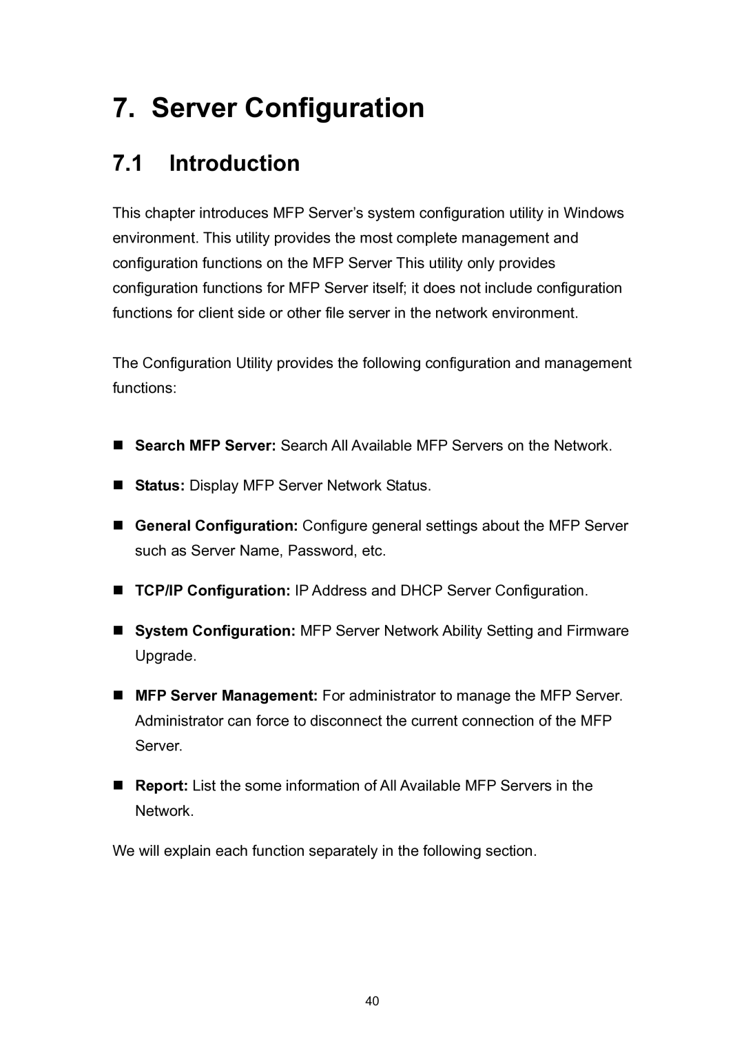 Edimax Technology EDIMAX FAST ETHERNET MFP SERVER VERSION: 2.0 user manual Server Configuration, Introduction 