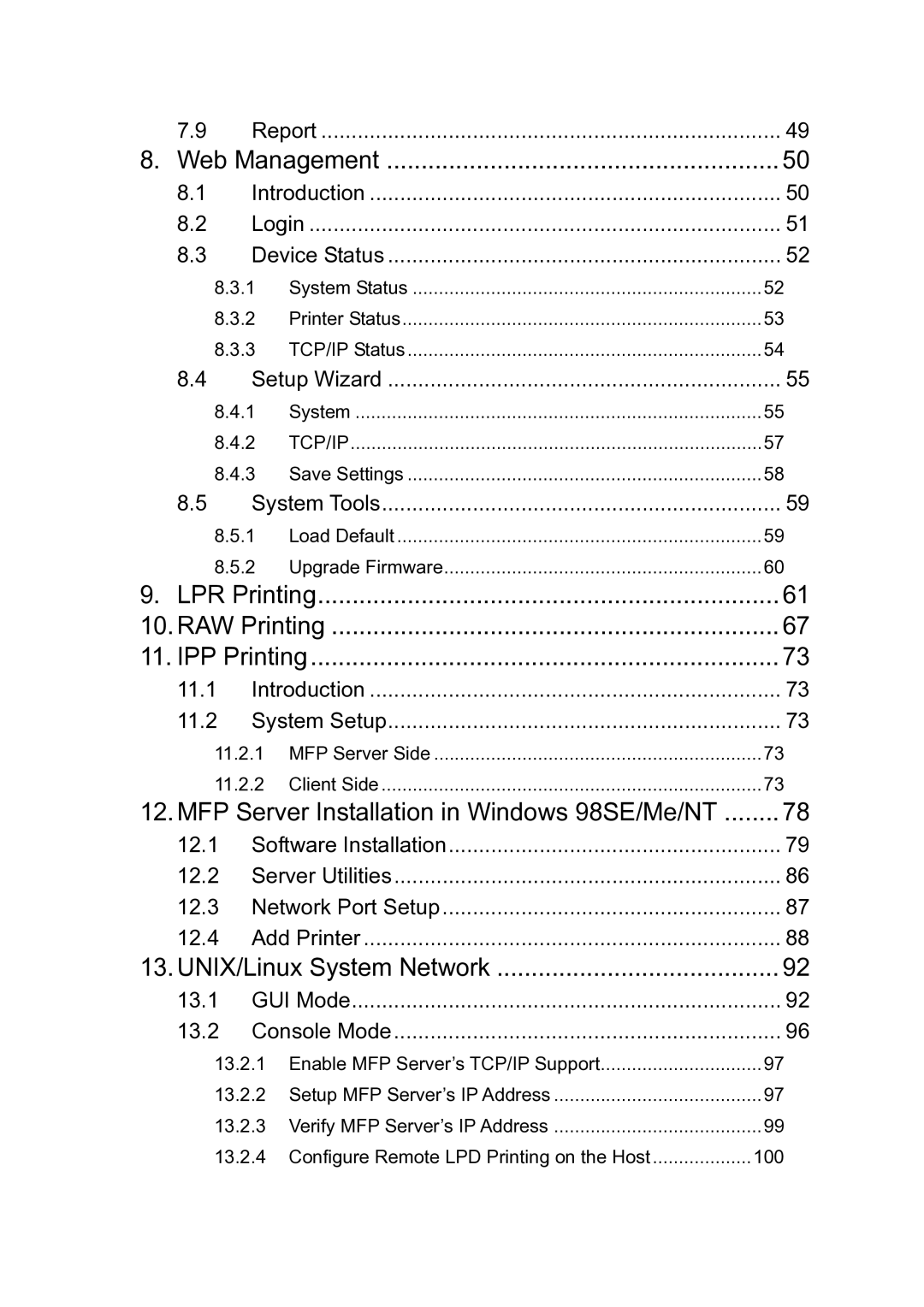 Edimax Technology EDIMAX FAST ETHERNET MFP SERVER VERSION: 2.0 user manual Web Management 