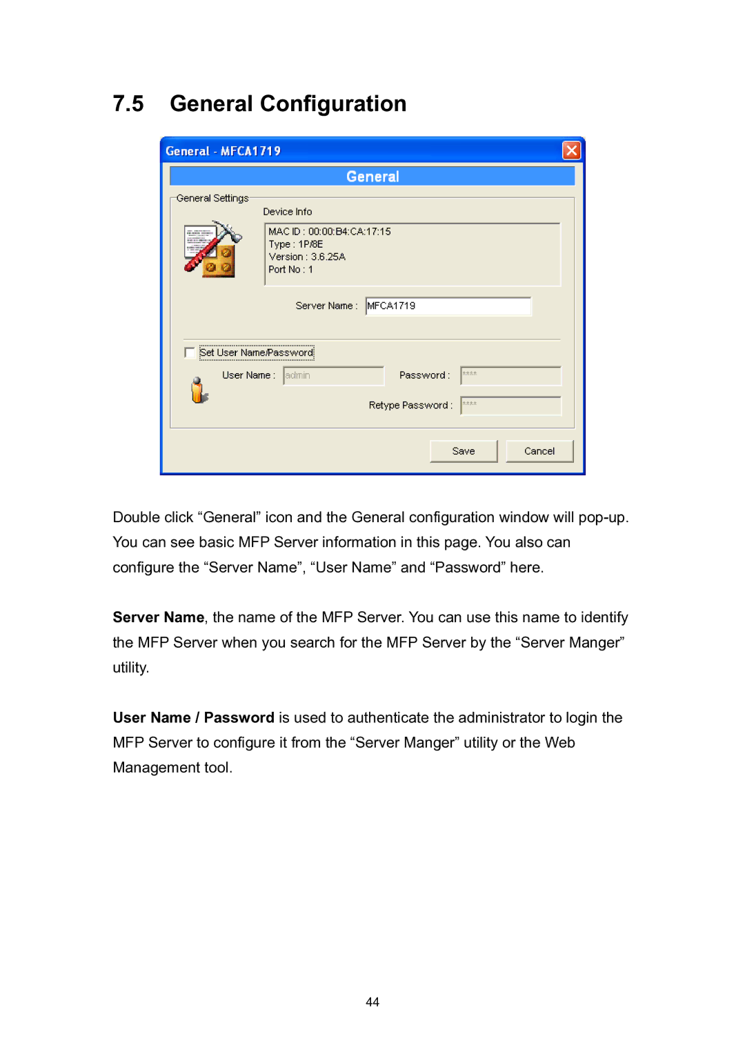 Edimax Technology EDIMAX FAST ETHERNET MFP SERVER VERSION: 2.0 user manual General Configuration 