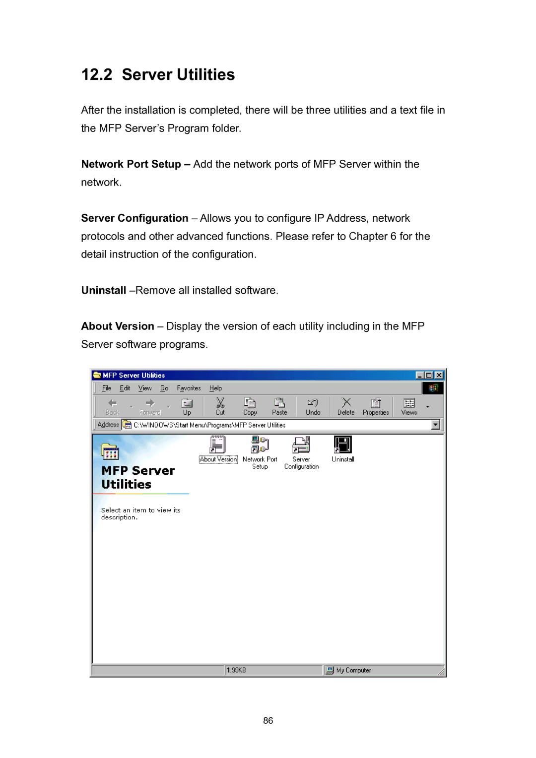 Edimax Technology EDIMAX FAST ETHERNET MFP SERVER VERSION: 2.0 user manual Server Utilities 