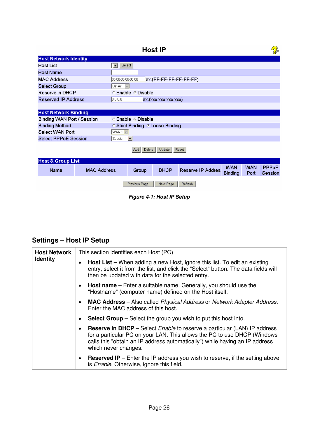 Edimax Technology Edimax user guide Router manual Settings Host IP Setup 