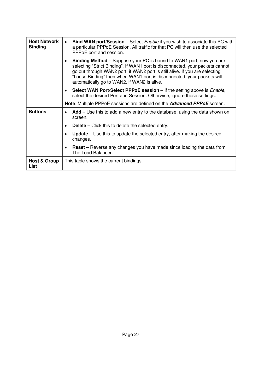 Edimax Technology Edimax user guide Router manual Host Network, Binding, Host & Group, List 