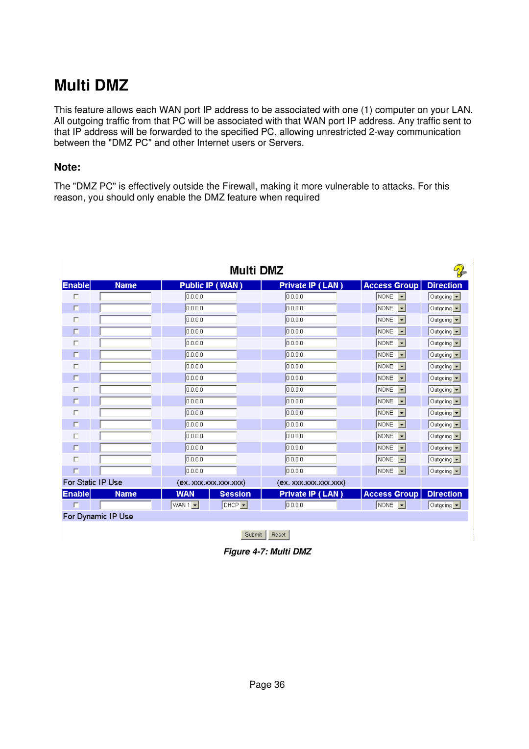 Edimax Technology Edimax user guide Router manual Multi DMZ 