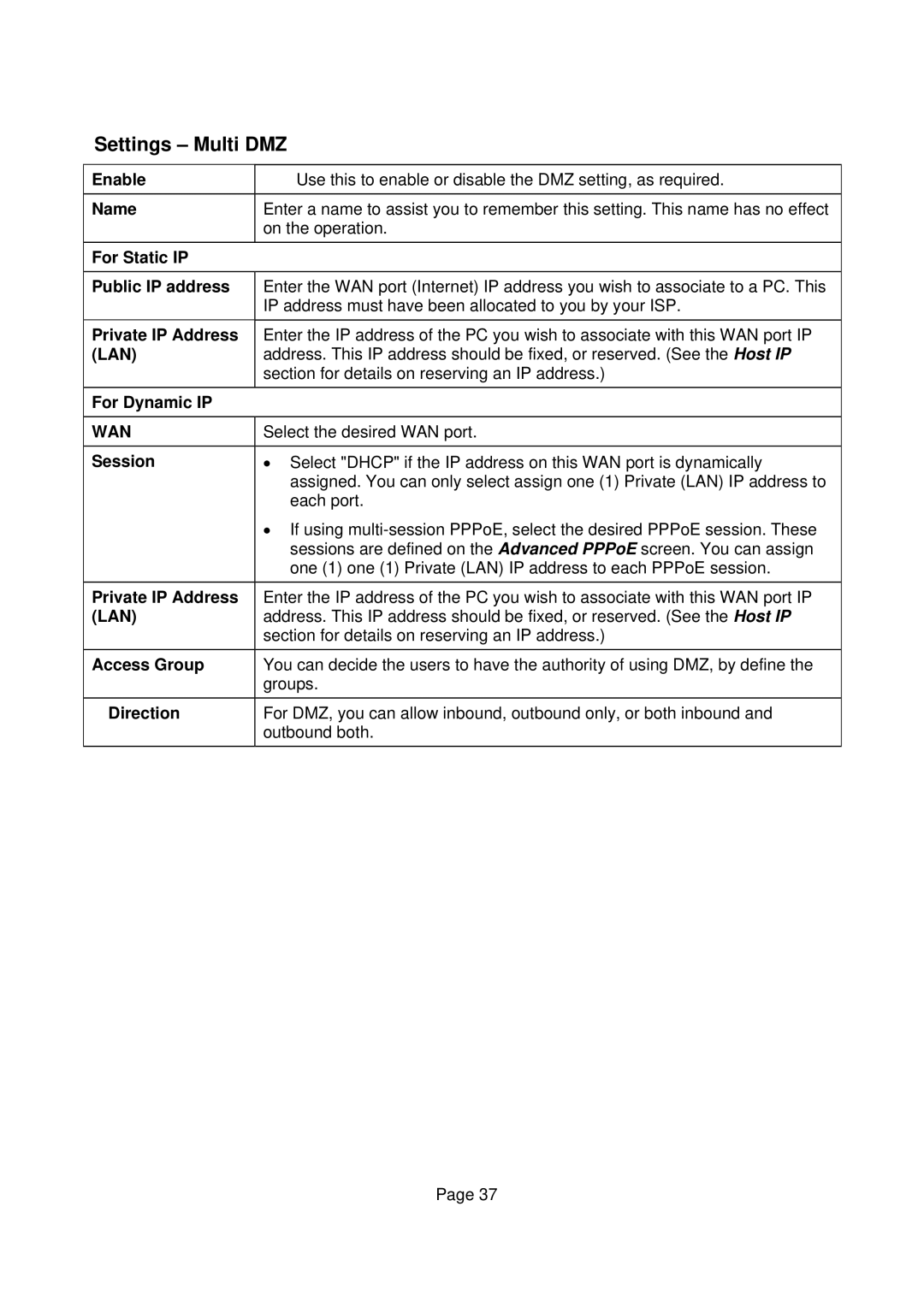 Edimax Technology Edimax user guide Router manual Settings Multi DMZ 