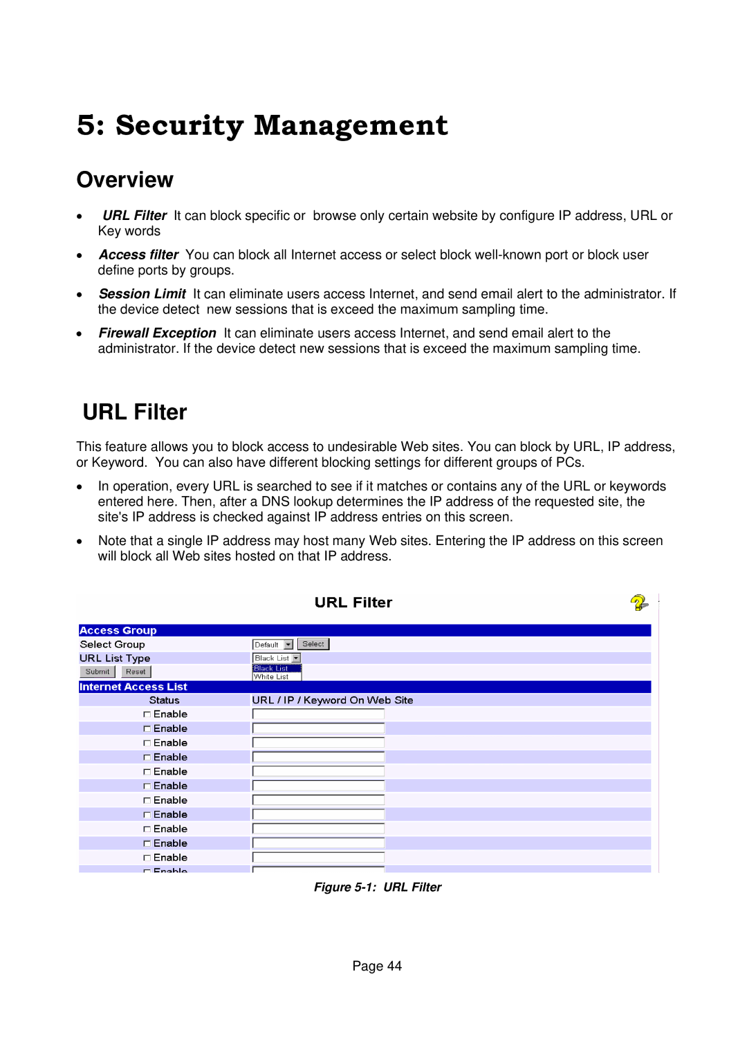 Edimax Technology Edimax user guide Router manual Security Management, URL Filter 