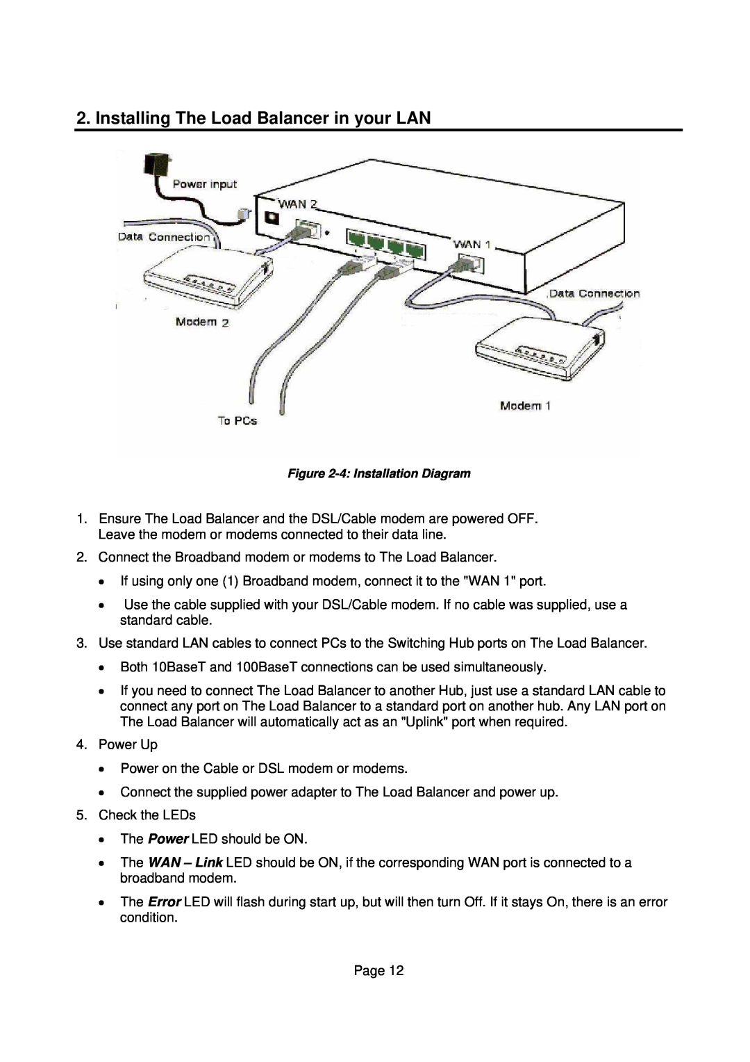 Edimax Technology Edimax user guide Router manual Installing The Load Balancer in your LAN, 4 Installation Diagram 