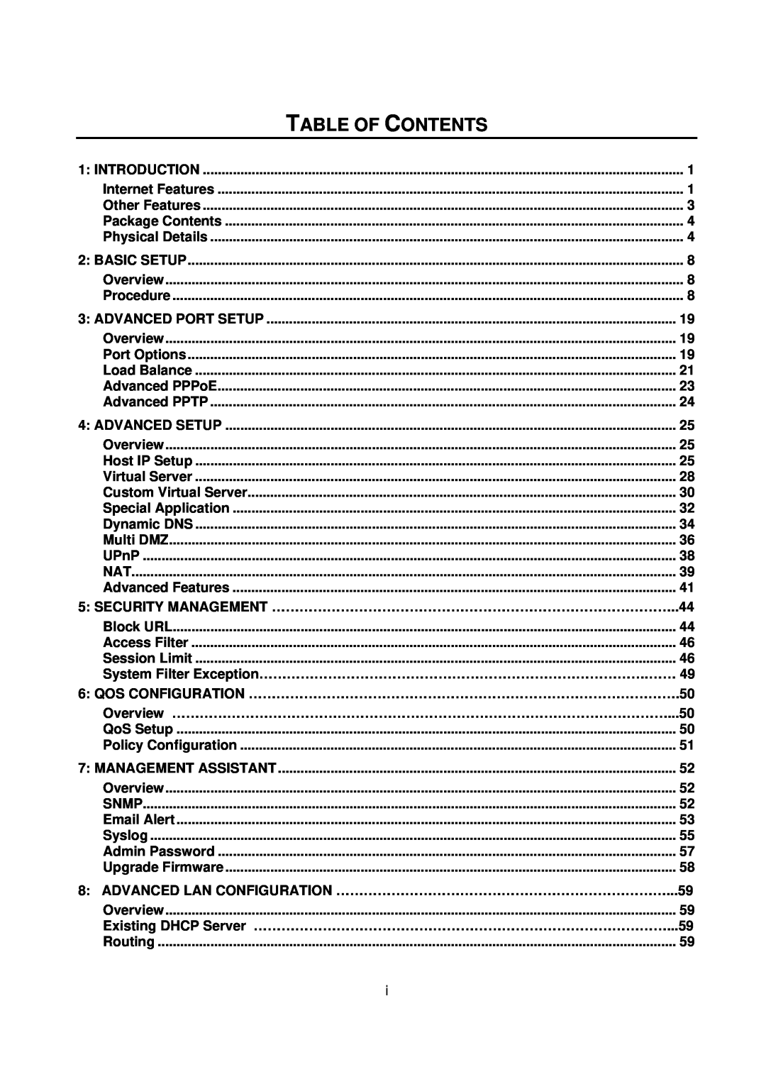 Edimax Technology Edimax user guide Router manual SECURITY MANAGEMENT ……………………………………………………………………………..44, Table Of Contents 