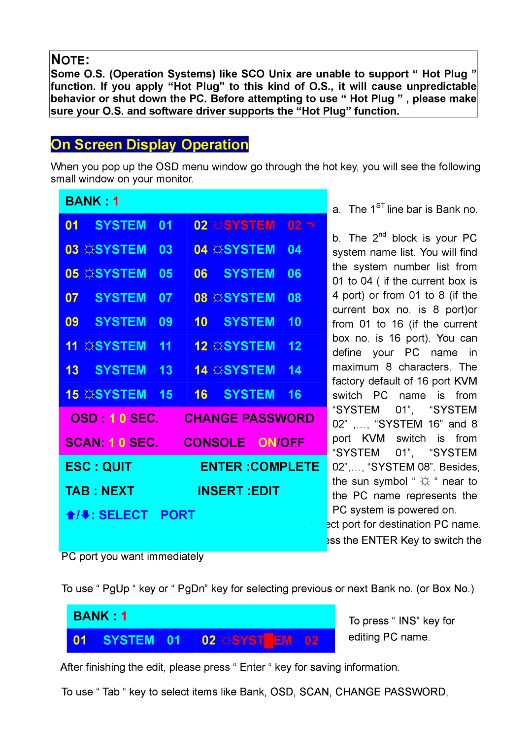 Edimax Technology EK-08RO, EK-16RO user manual On Screen Display Operation, System 