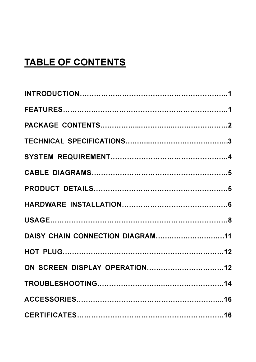 Edimax Technology EK-16RO, EK-08RO user manual Table of Contents 