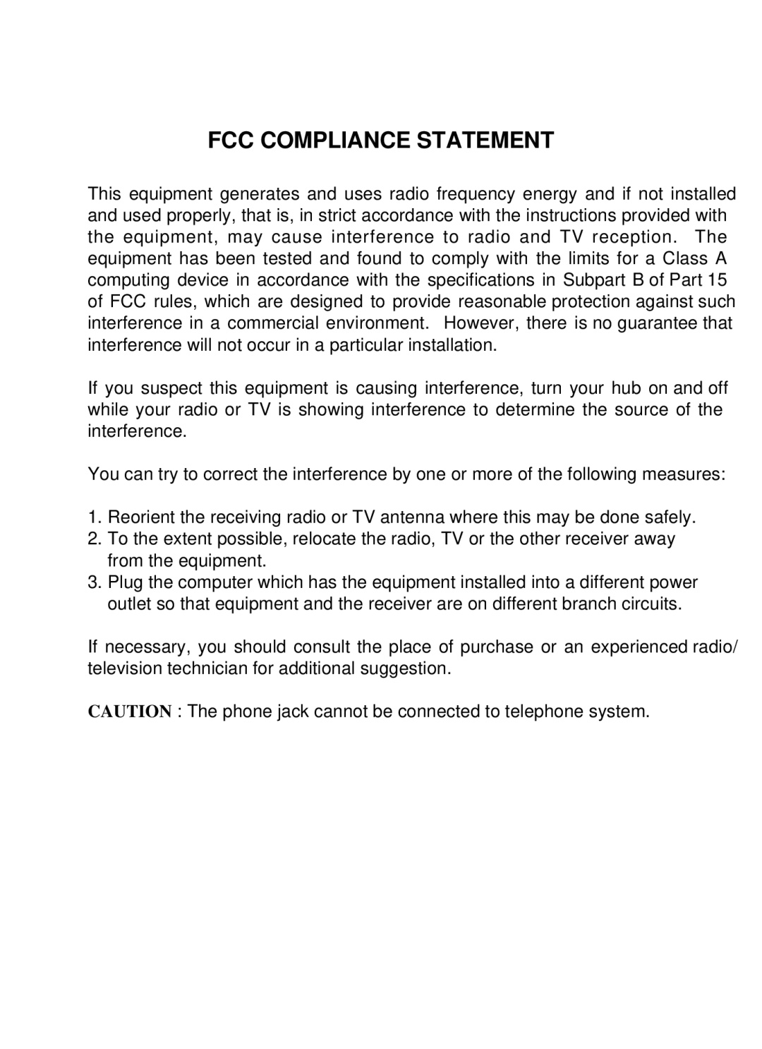 Edimax Technology ER-5390S user manual FCC Compliance Statement 