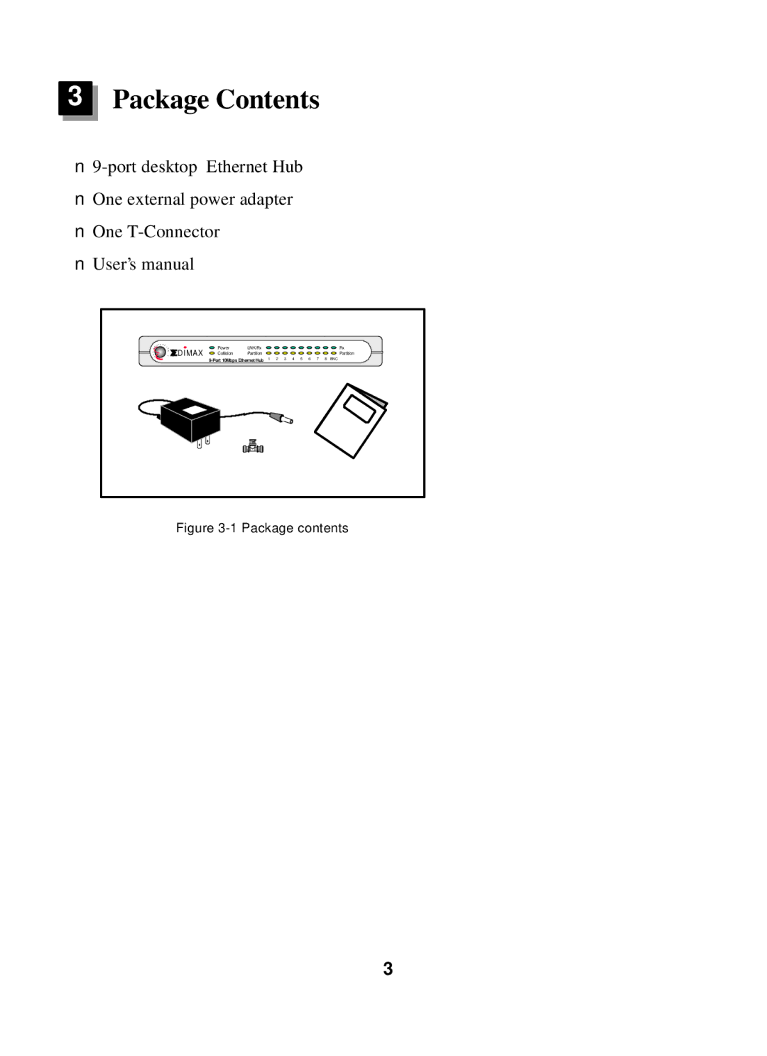 Edimax Technology ER-5390S user manual Package Contents 