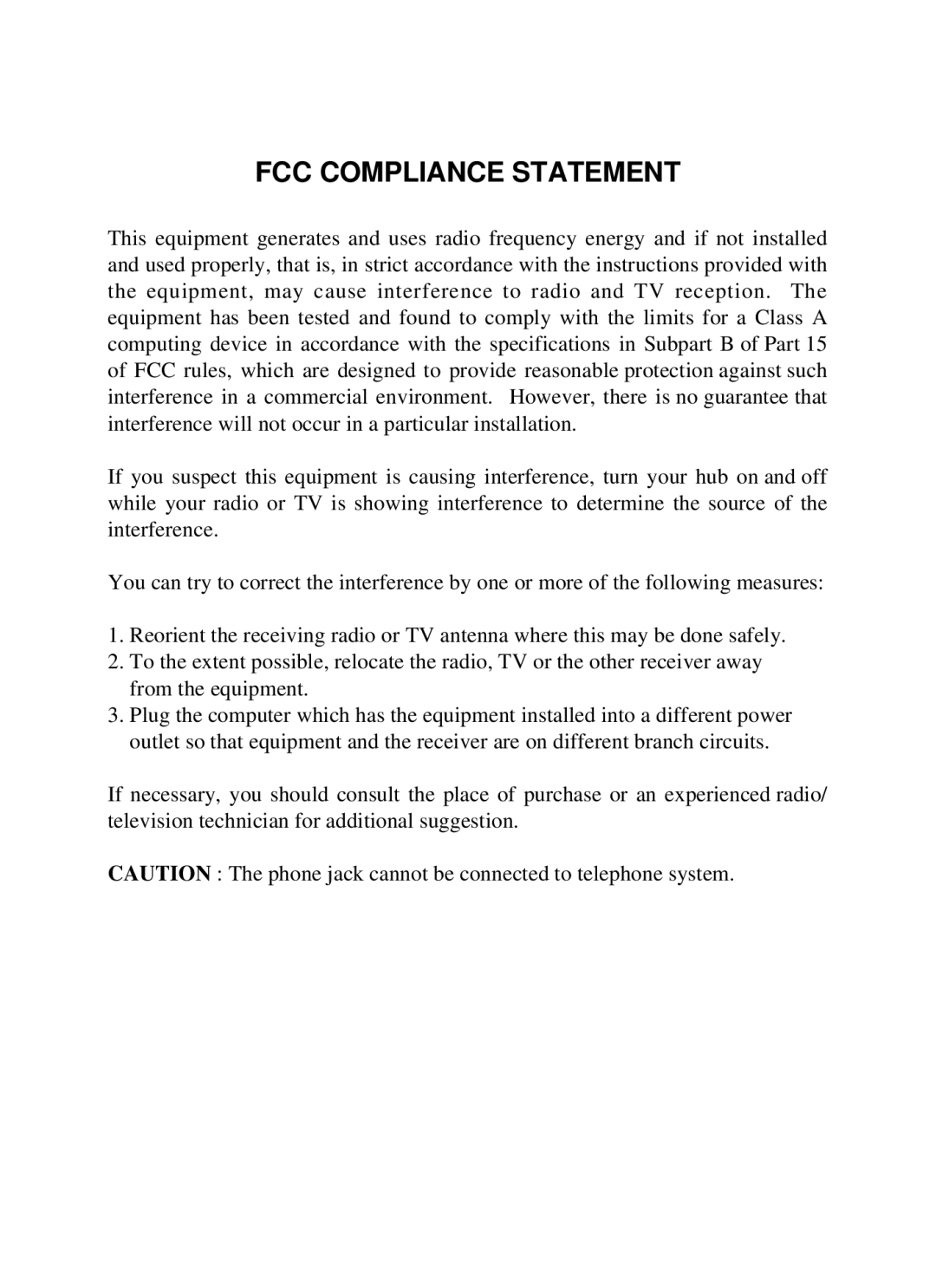 Edimax Technology ER-5398S user manual FCC Compliance Statement 