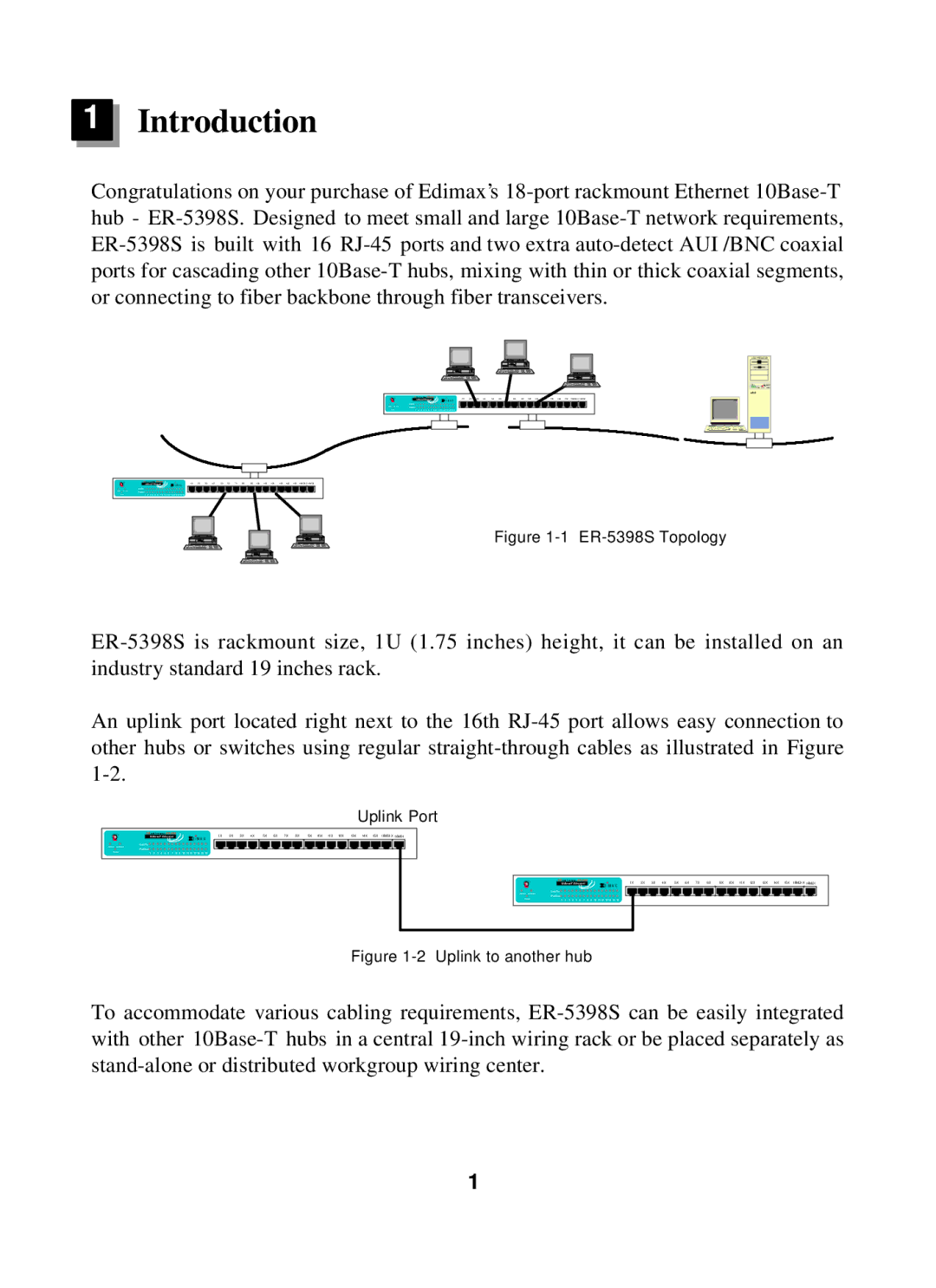 Edimax Technology user manual Introduction, ER-5398S Topology 