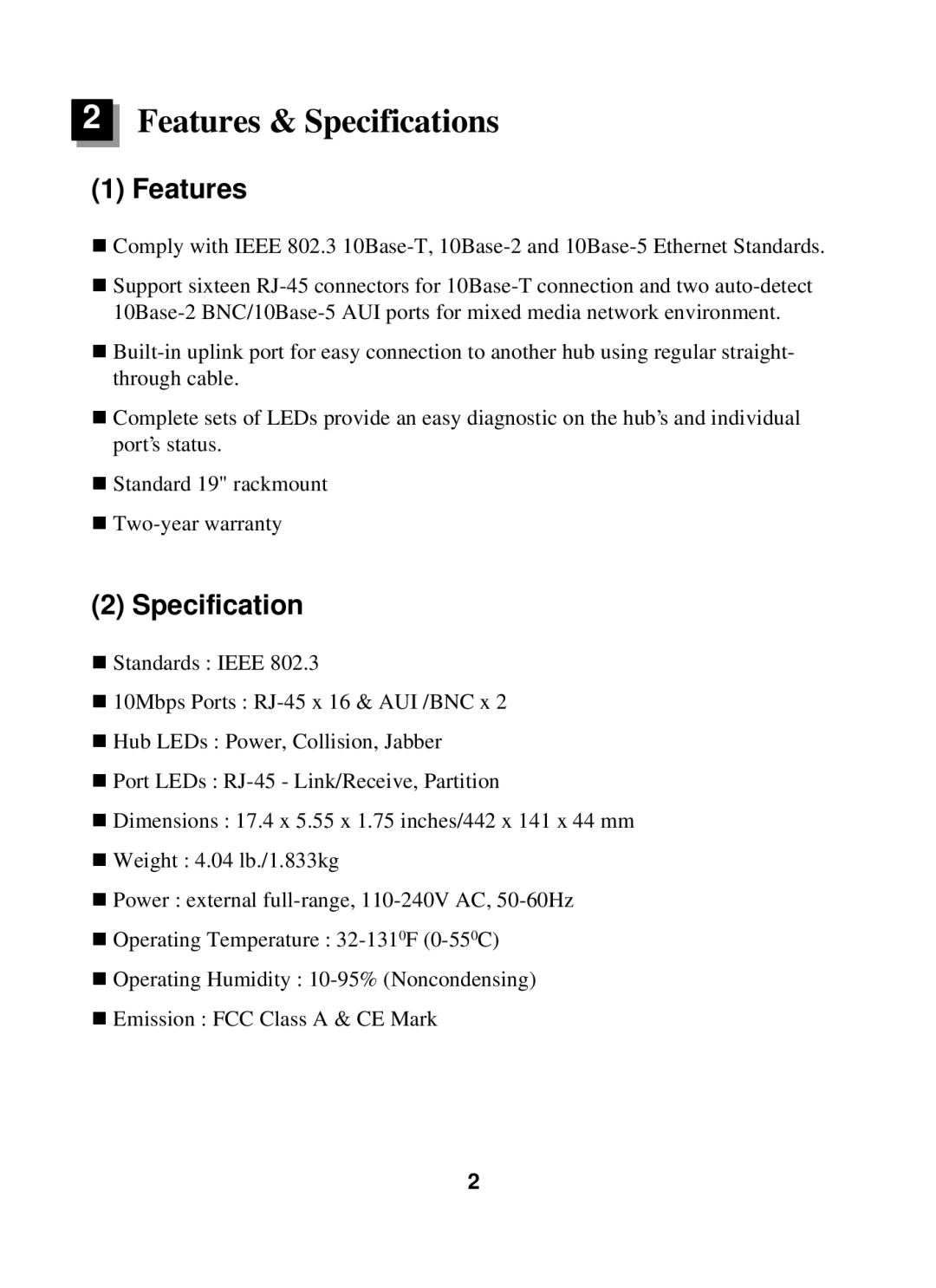 Edimax Technology ER-5398S user manual Features & Specifications 