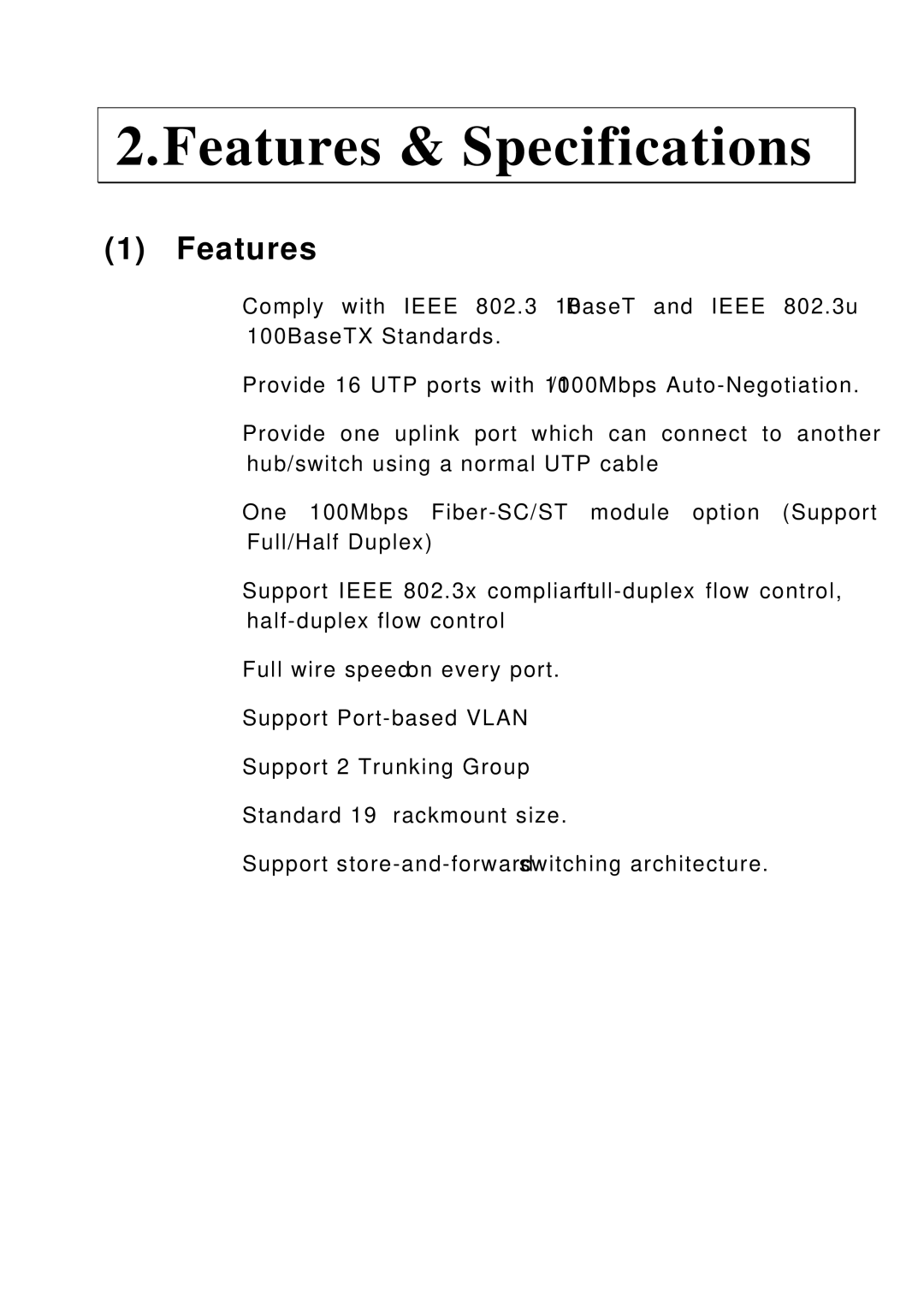 Edimax Technology ES-3116RE+ user manual Features & Specifications 