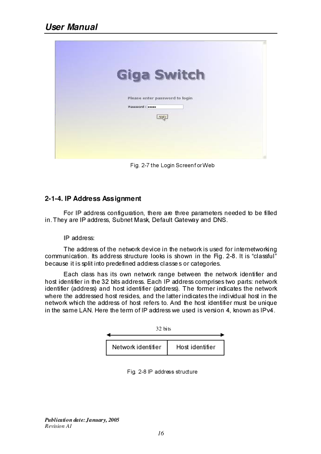 Edimax Technology ES-516G+ user manual IP Address Assignment, Login Screen f or Web 