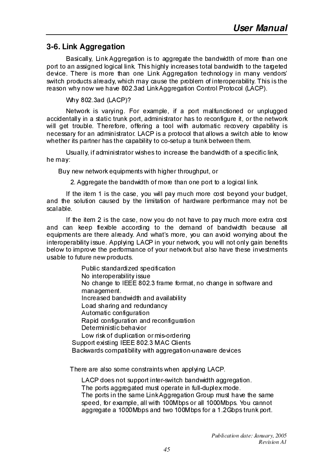 Edimax Technology ES-516G+ user manual Link Aggregation 