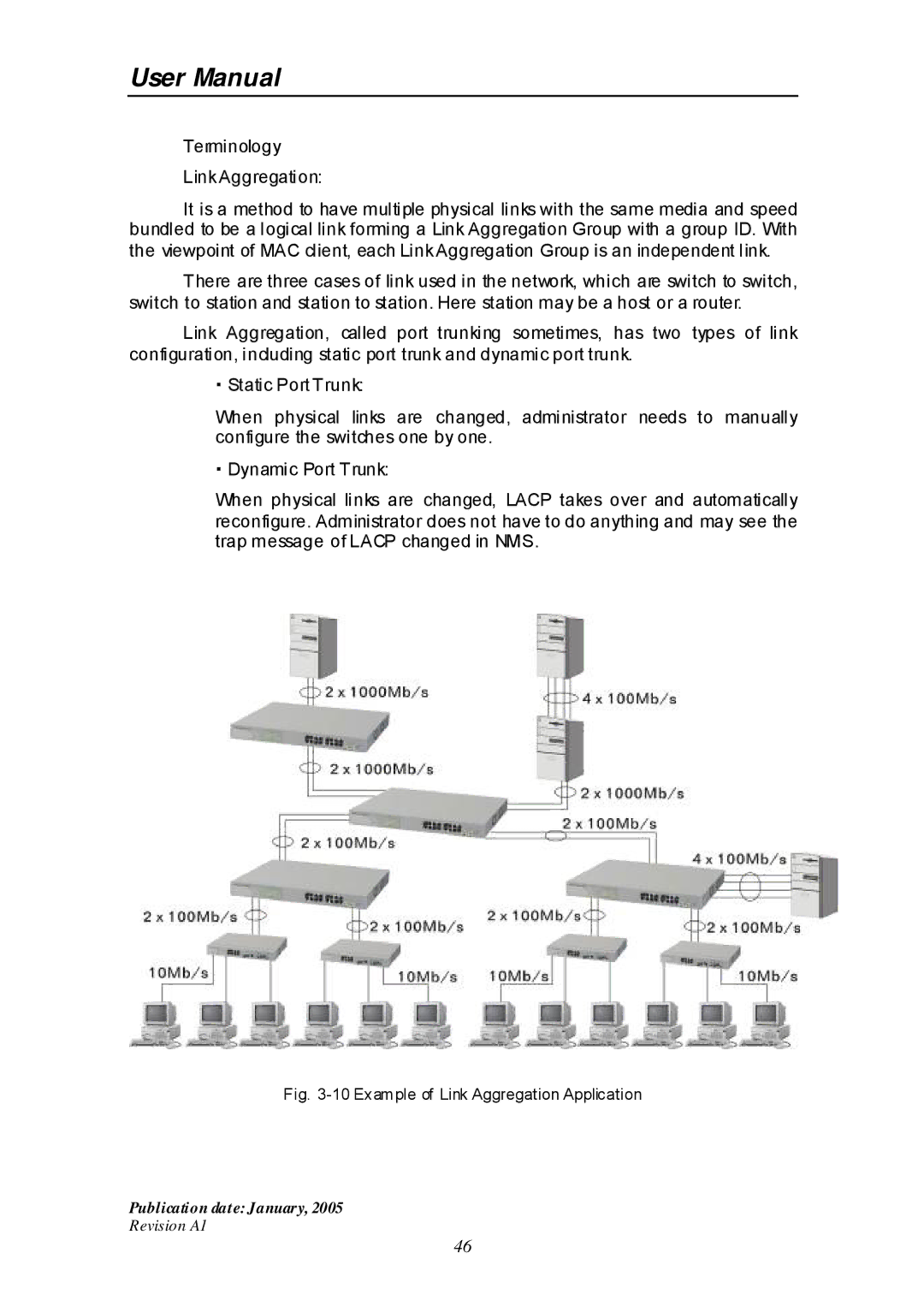 Edimax Technology ES-516G+ user manual Example of Link Aggregation Application 