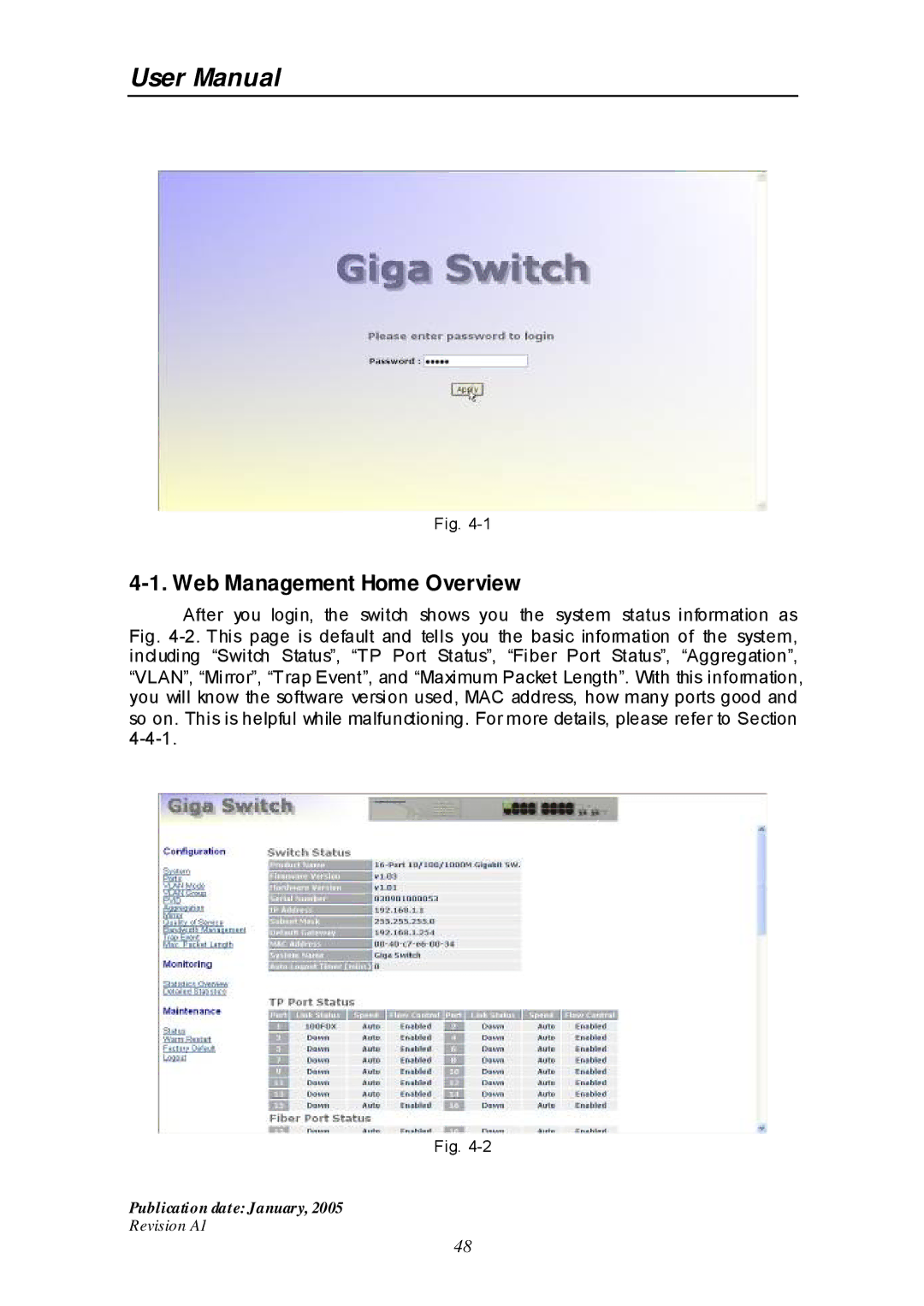 Edimax Technology ES-516G+ user manual Web Management Home Overview 