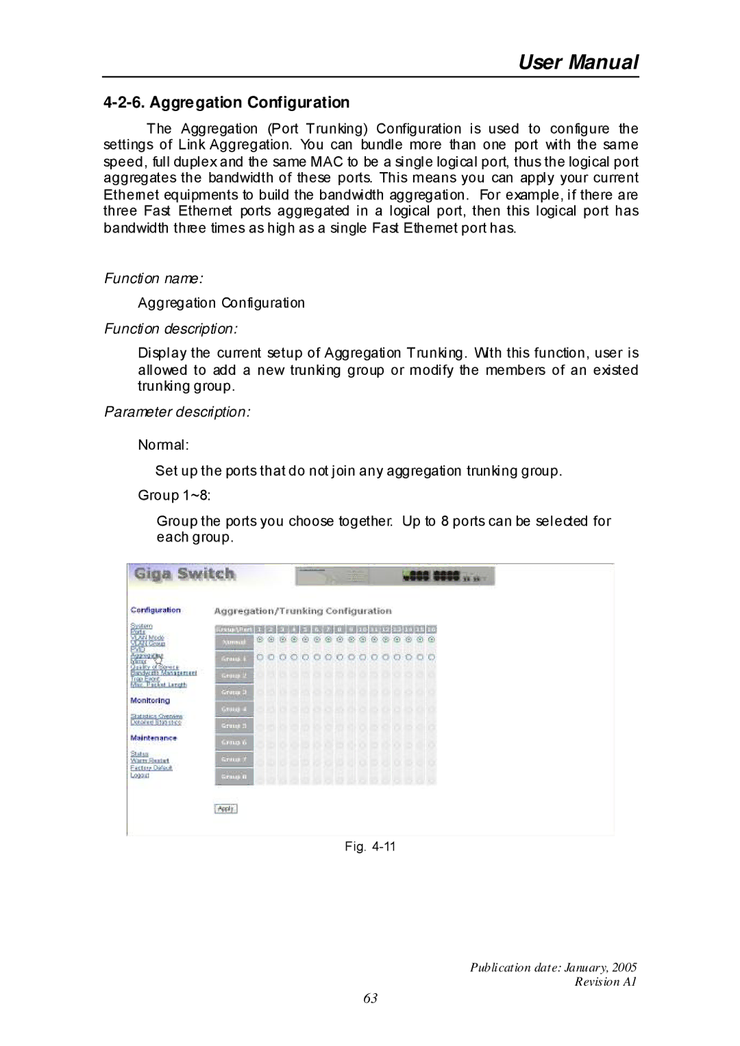 Edimax Technology ES-516G+ user manual Aggregation Configuration 