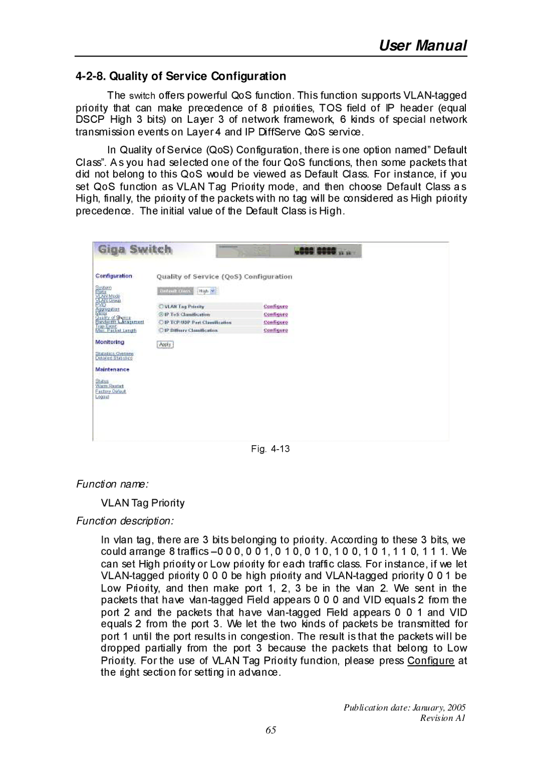 Edimax Technology ES-516G+ user manual Quality of Service Configuration 