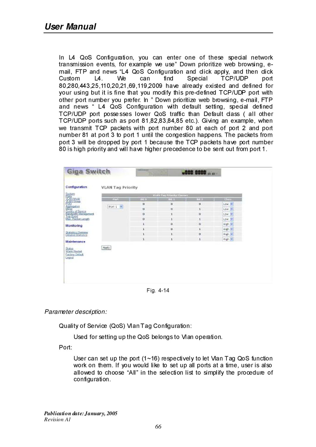 Edimax Technology ES-516G+ user manual Parameter description 