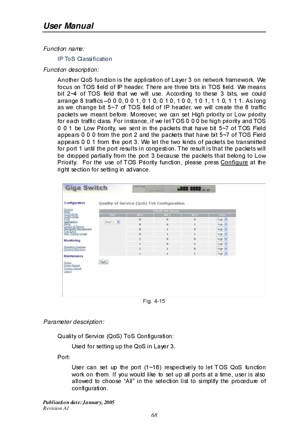 Edimax Technology ES-516G+ user manual IP ToS Classification 