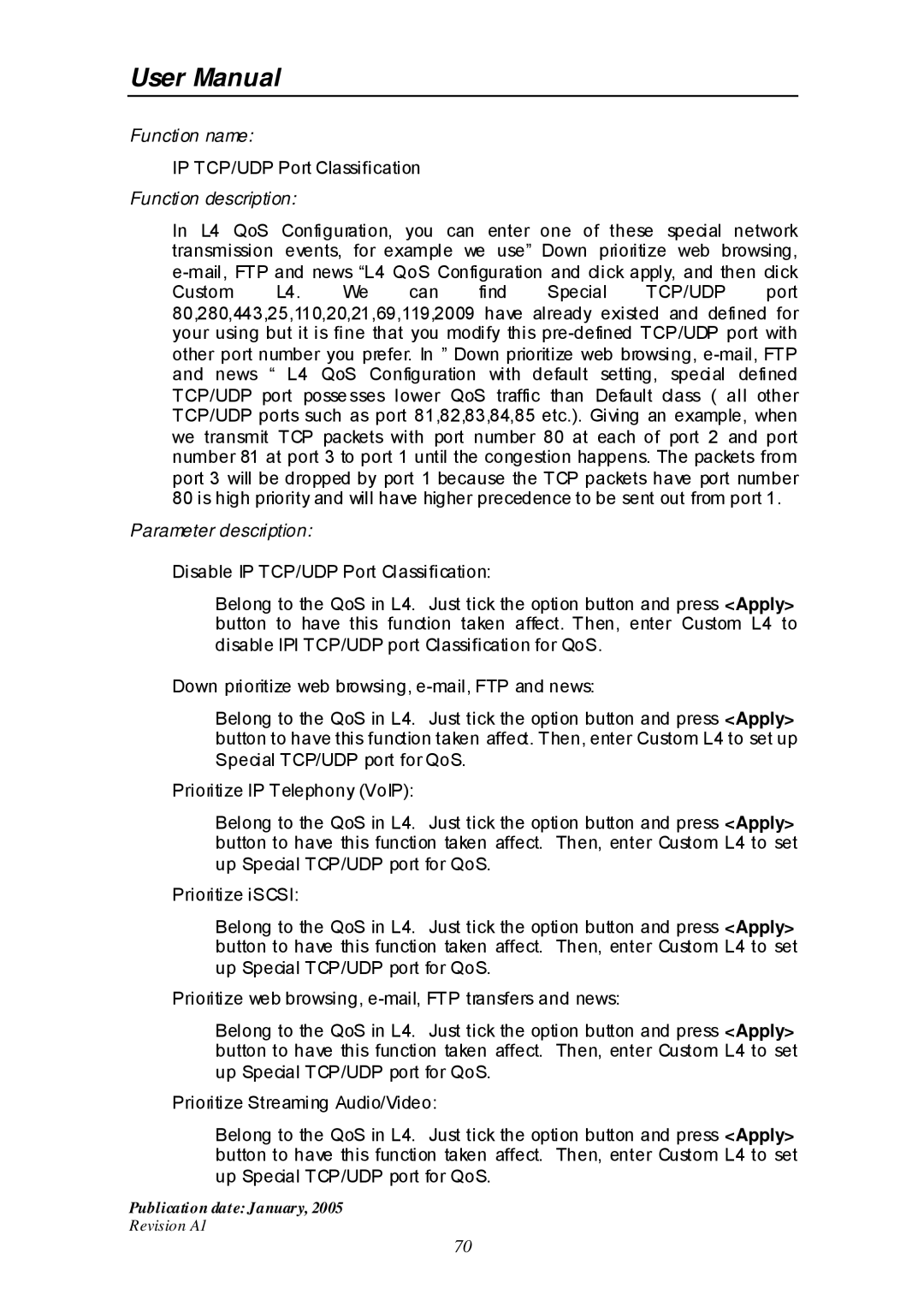 Edimax Technology ES-516G+ user manual IP TCP/UDP Port Classification 