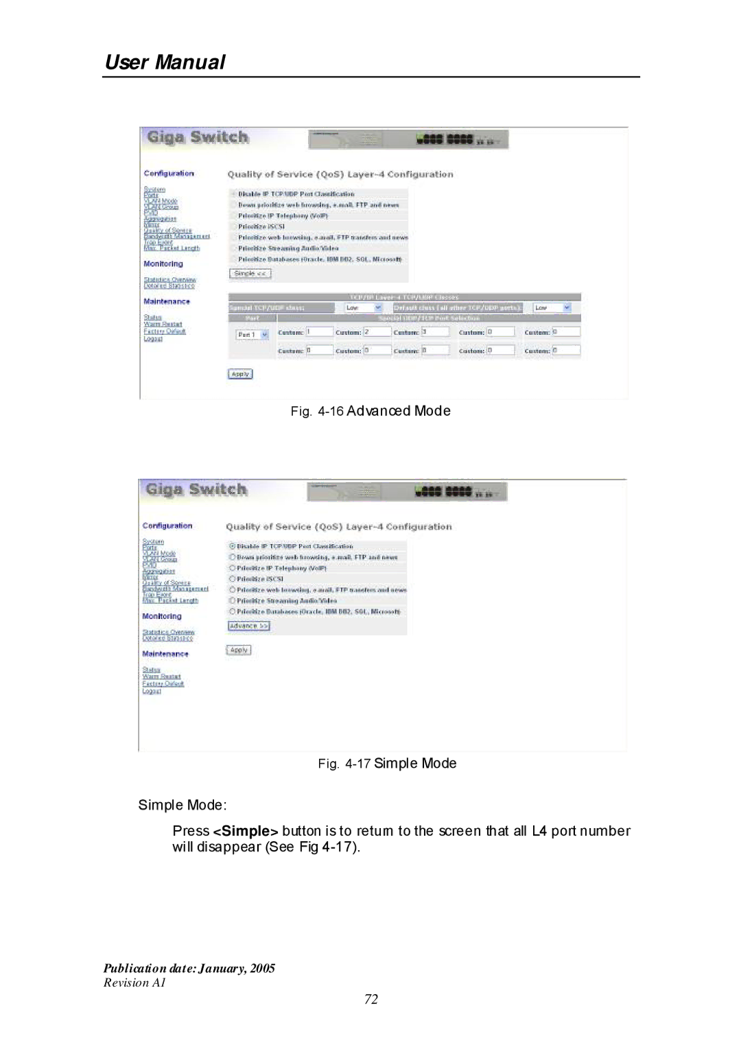 Edimax Technology ES-516G+ user manual 16Advanced Mode 