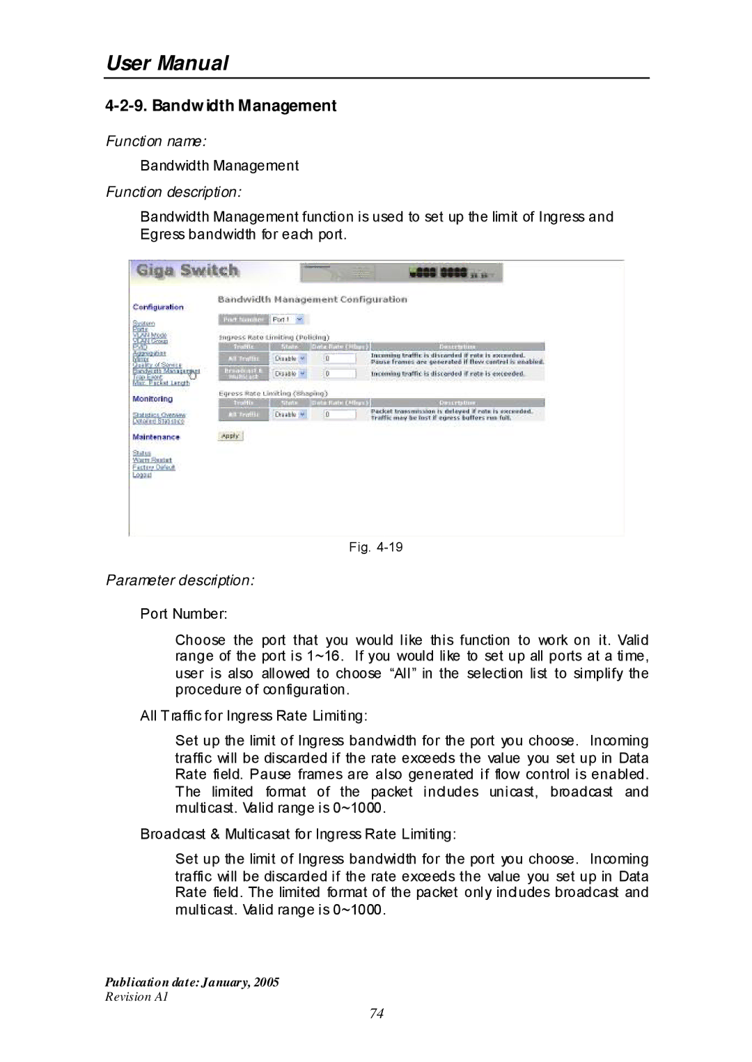 Edimax Technology ES-516G+ user manual Bandwidth Management 