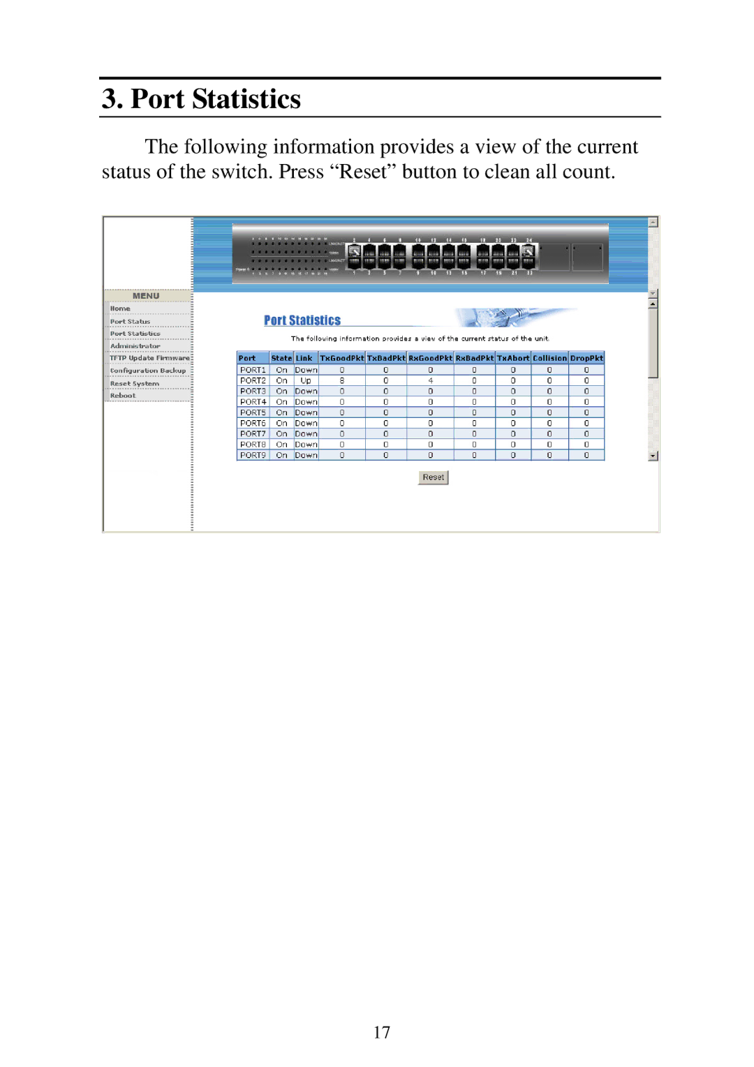 Edimax Technology ES-5224RFM, ES-5224REM, ES-5224RM, ES-3124REM user manual Port Statistics 