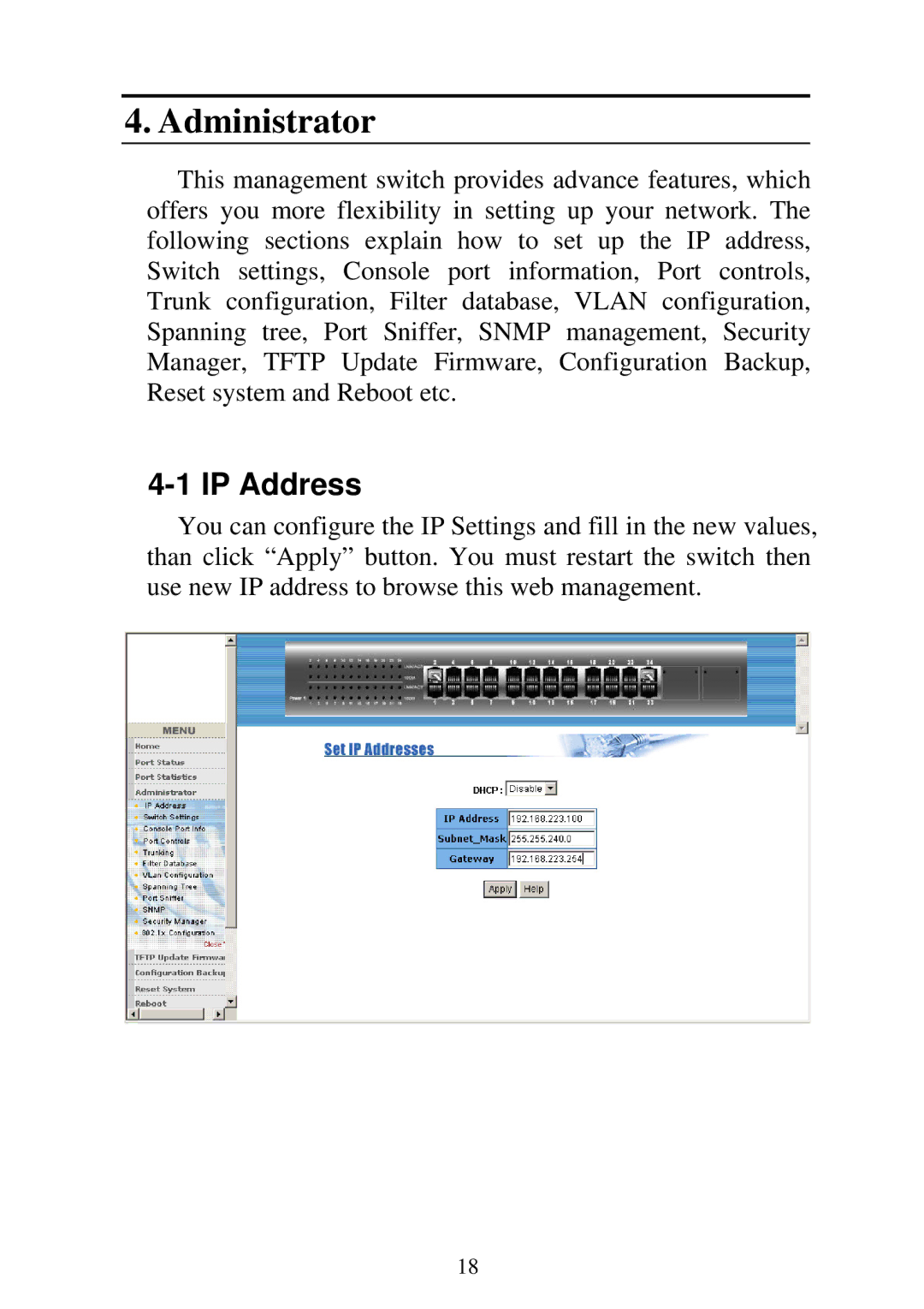 Edimax Technology ES-5224RM, ES-5224REM, ES-5224RFM, ES-3124REM user manual IP Address 