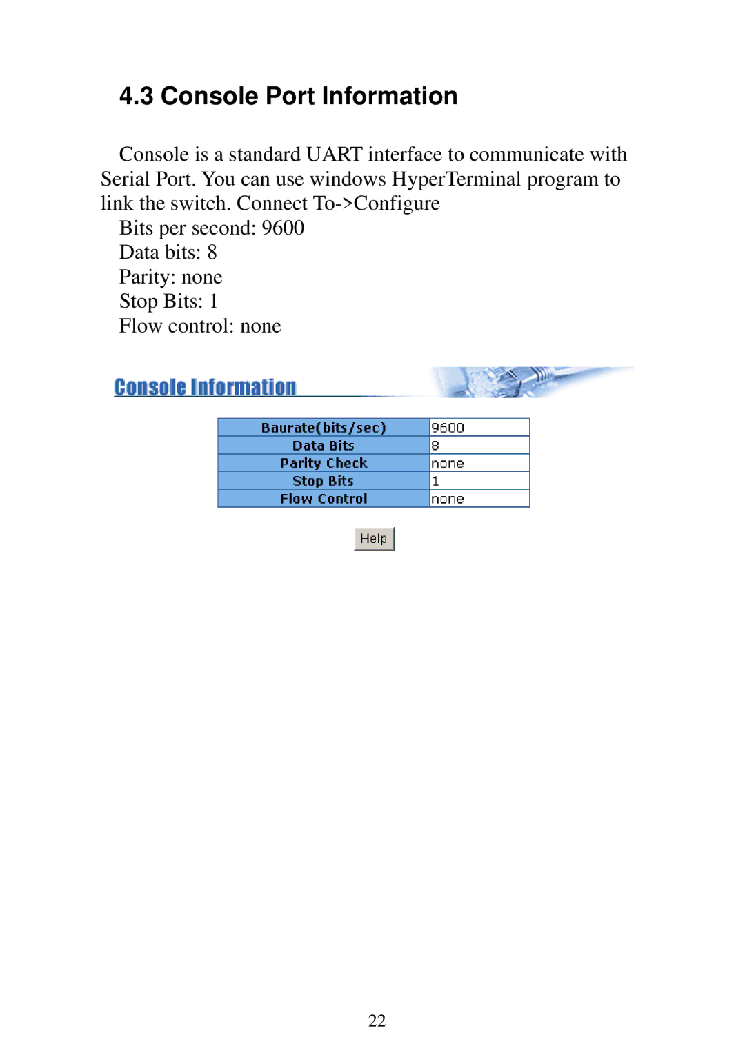 Edimax Technology ES-5224RM, ES-5224REM, ES-5224RFM, ES-3124REM user manual Console Port Information 