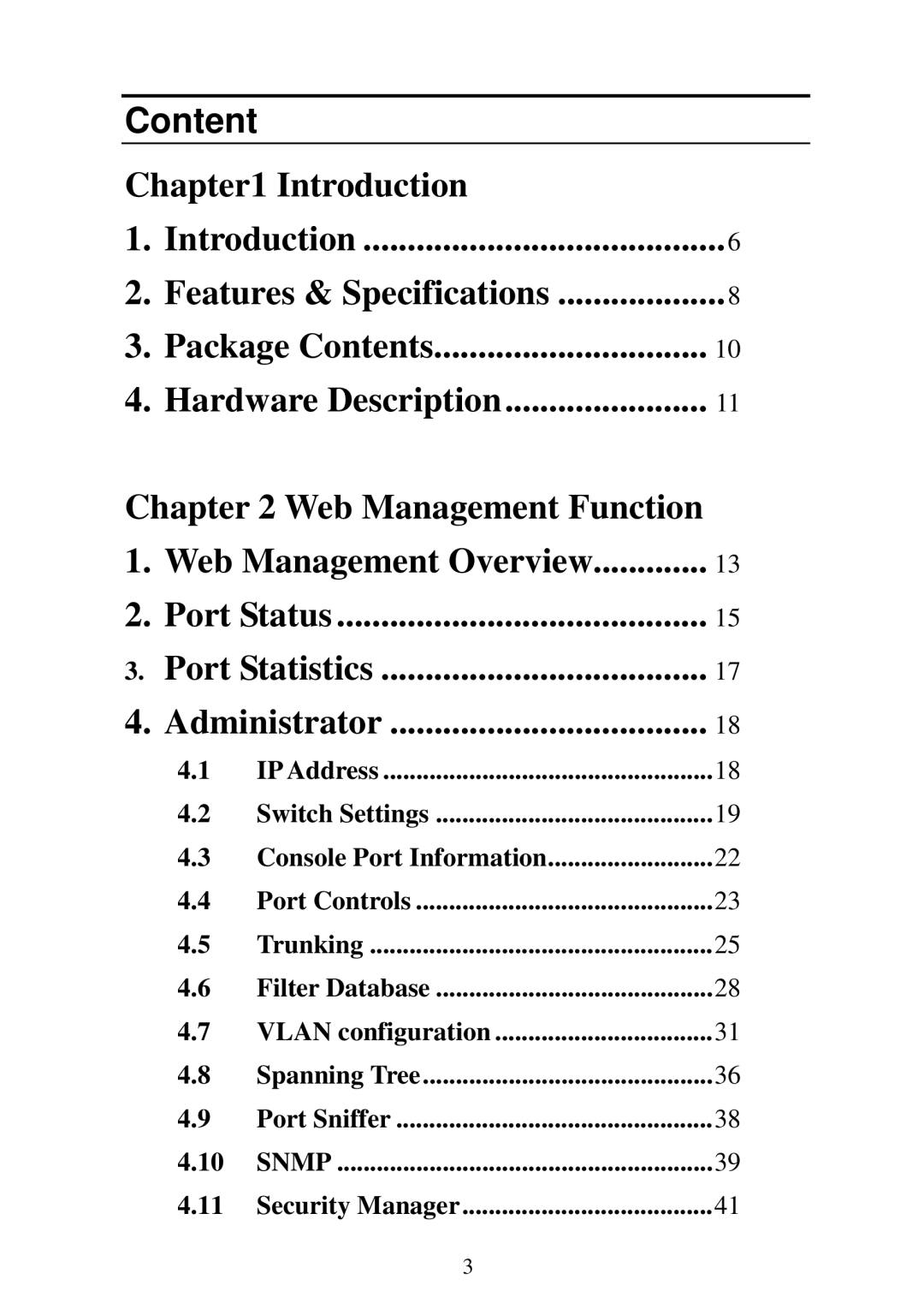 Edimax Technology ES-3124REM, ES-5224REM, ES-5224RFM, ES-5224RM user manual Content, Security Manager 