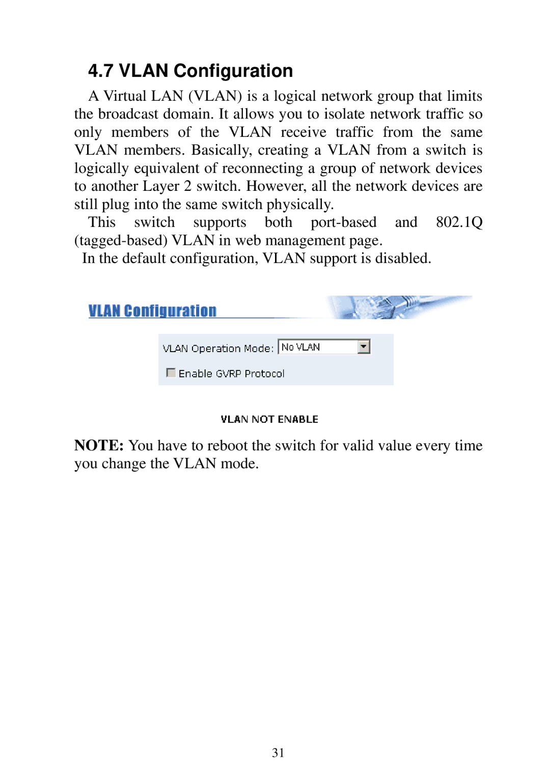 Edimax Technology ES-3124REM, ES-5224REM, ES-5224RFM, ES-5224RM user manual Vlan Configuration 