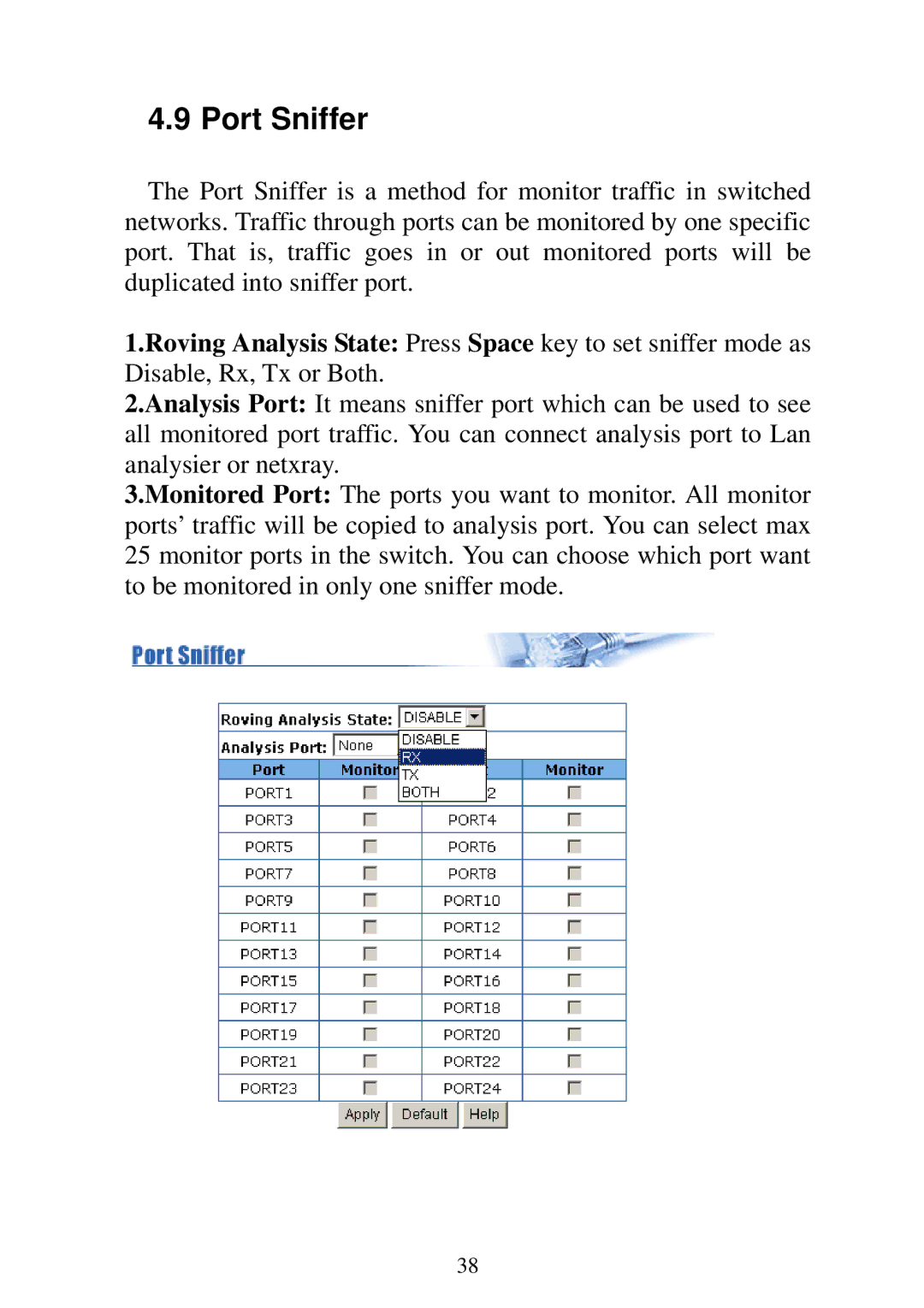 Edimax Technology ES-5224RM, ES-5224REM, ES-5224RFM, ES-3124REM user manual Port Sniffer 