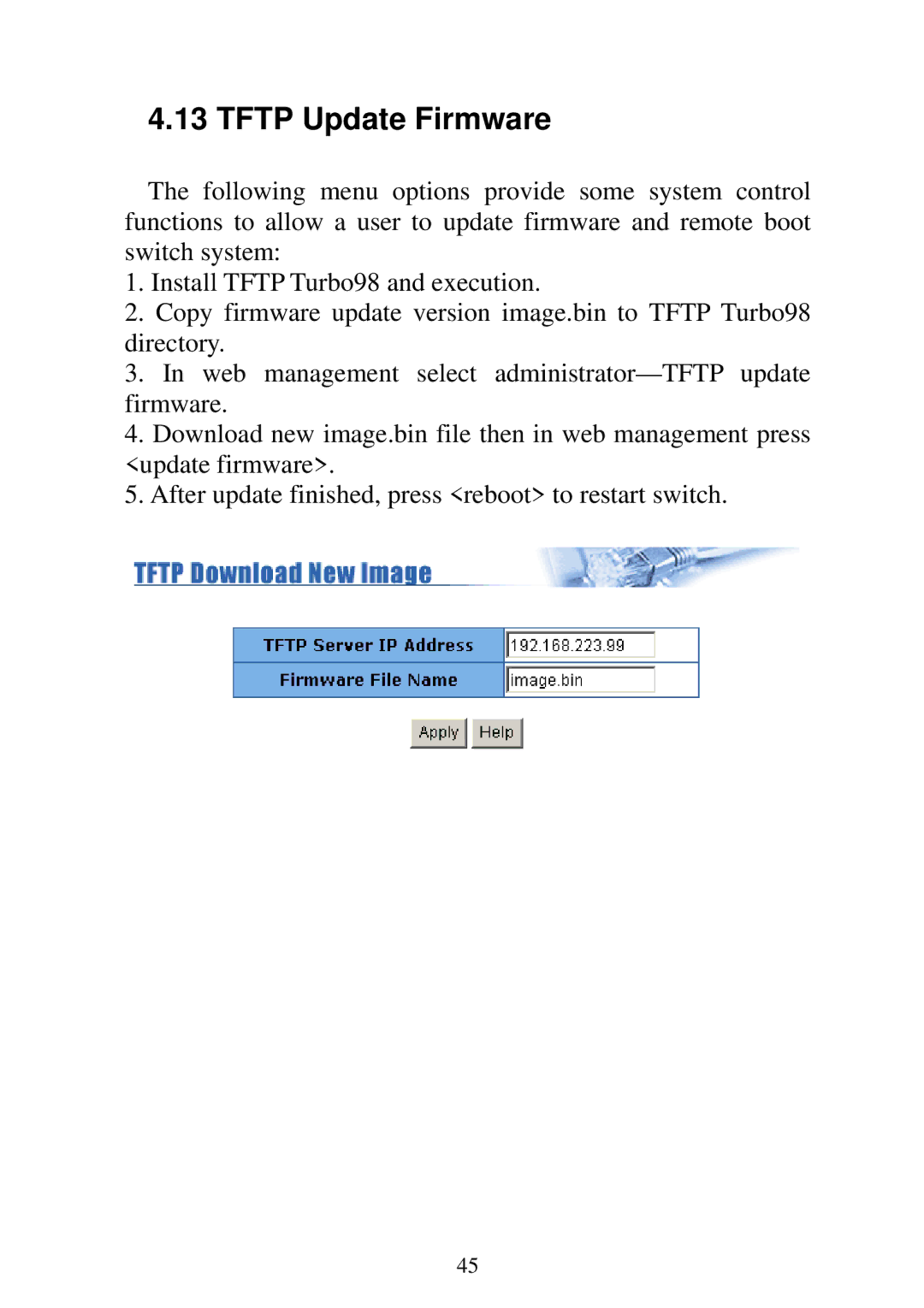 Edimax Technology ES-5224RFM, ES-5224REM, ES-5224RM, ES-3124REM user manual Tftp Update Firmware 