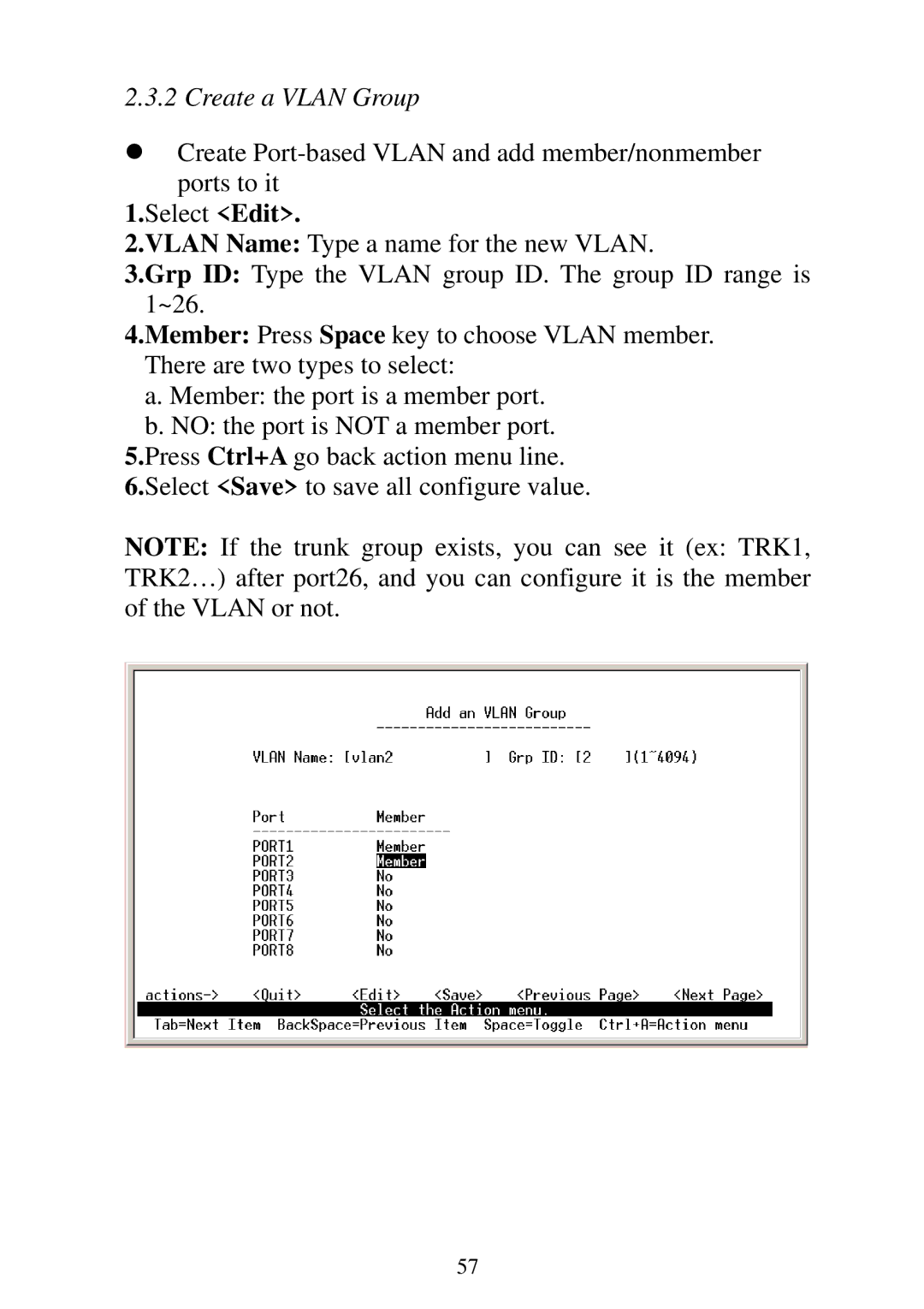 Edimax Technology ES-5224RFM, ES-5224REM, ES-5224RM, ES-3124REM user manual Create a Vlan Group, Select Edit 