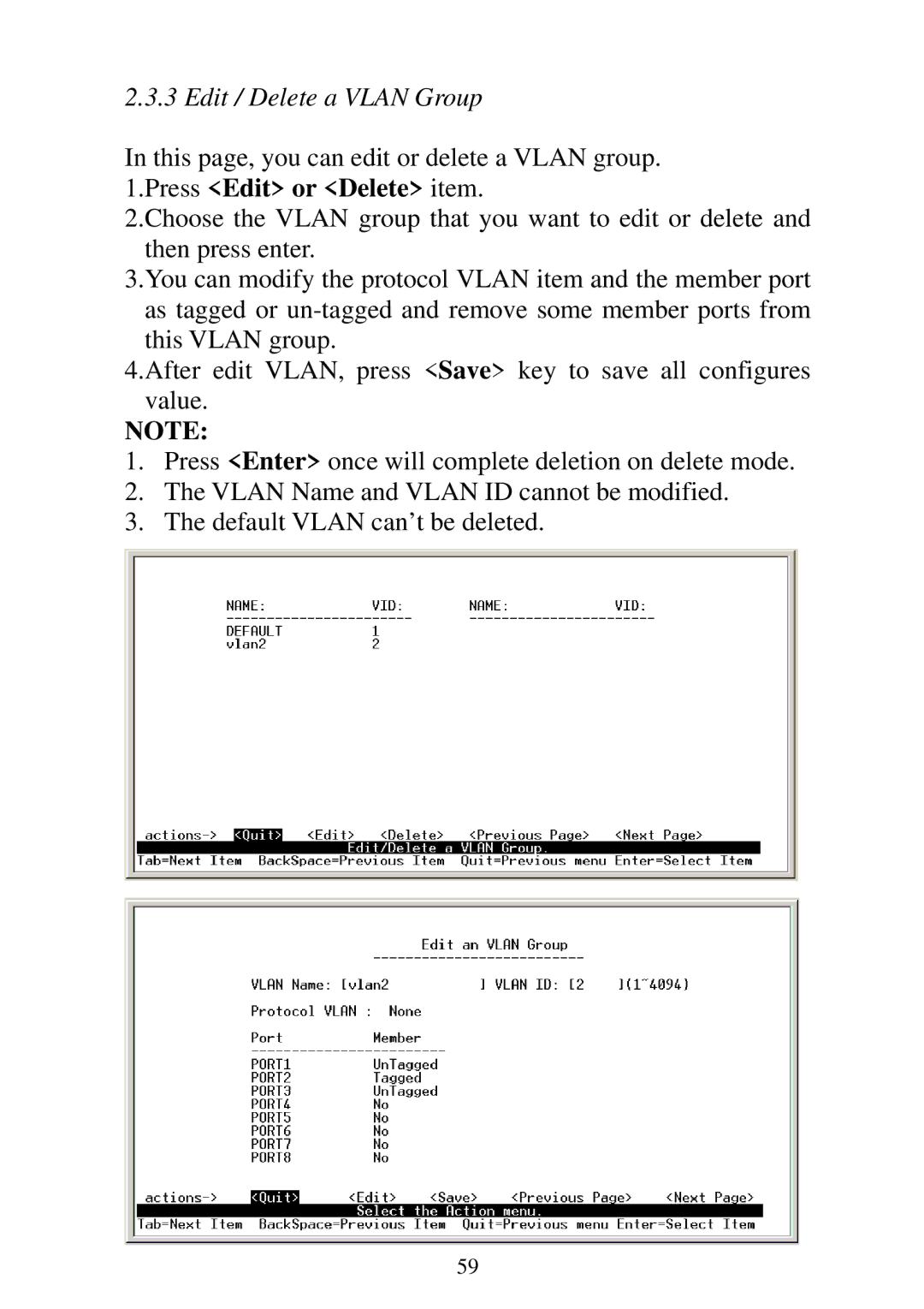 Edimax Technology ES-3124REM, ES-5224REM, ES-5224RFM, ES-5224RM user manual Edit / Delete a Vlan Group 