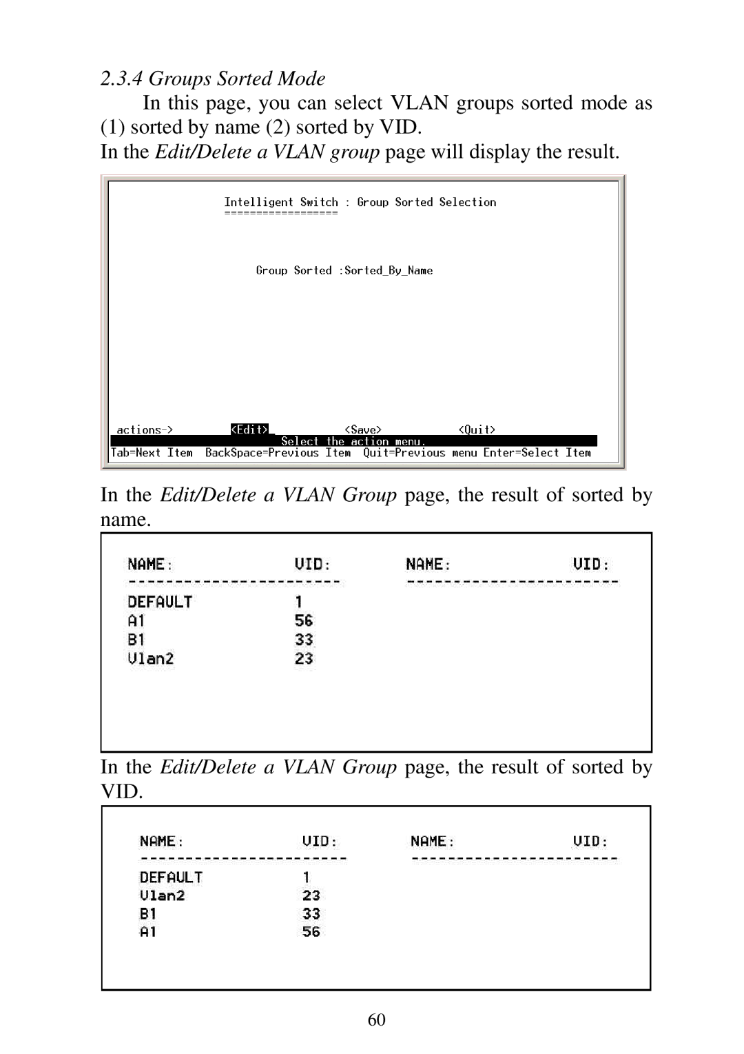 Edimax Technology ES-5224REM, ES-5224RFM, ES-5224RM, ES-3124REM user manual Groups Sorted Mode 