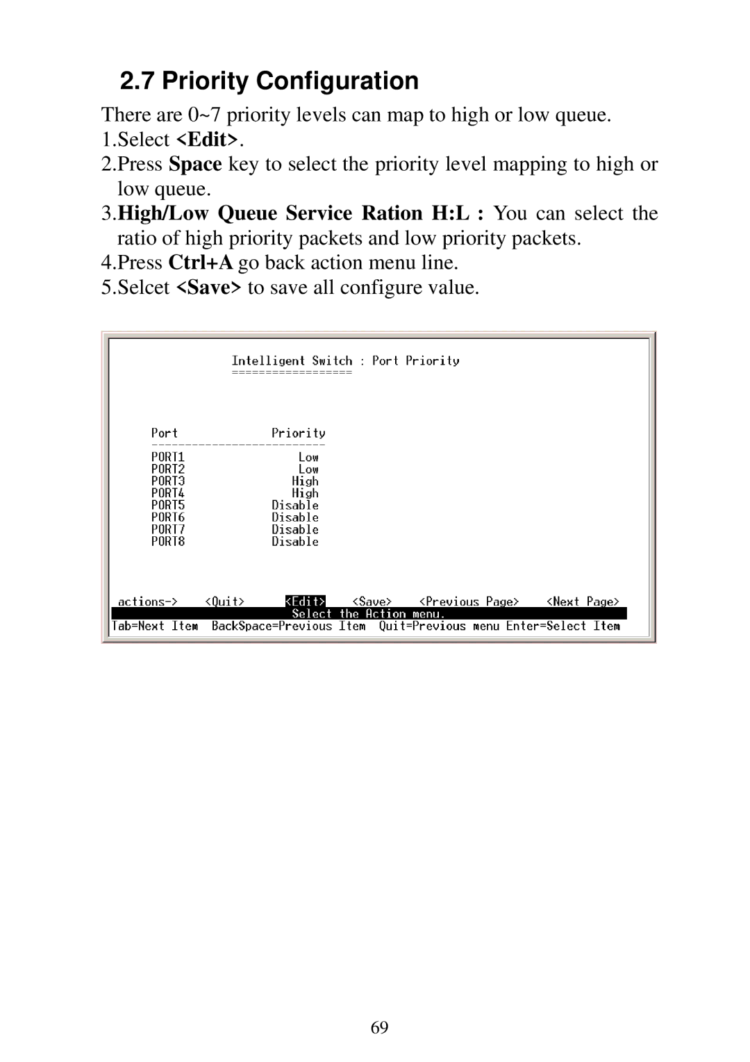 Edimax Technology ES-5224RFM, ES-5224REM, ES-5224RM, ES-3124REM user manual Priority Configuration 