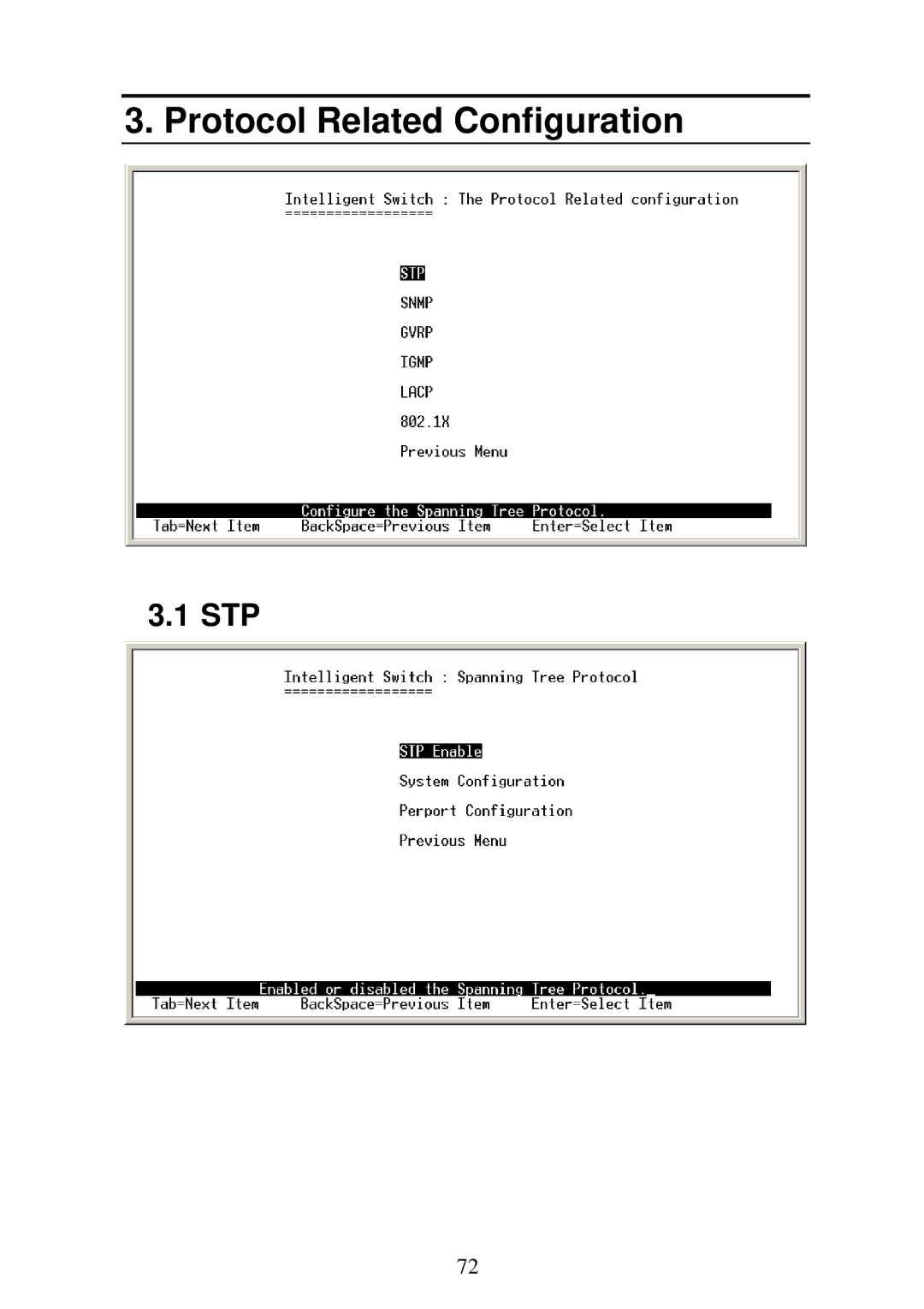 Edimax Technology ES-5224REM, ES-5224RFM, ES-5224RM, ES-3124REM user manual Protocol Related Configuration, Stp 