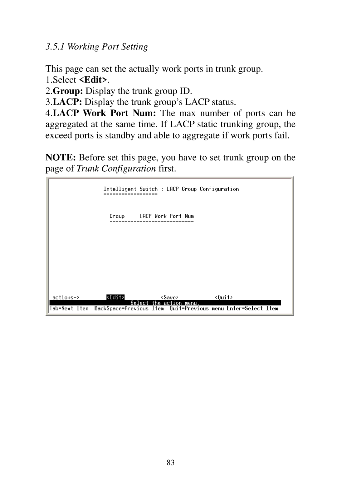 Edimax Technology ES-3124REM, ES-5224REM, ES-5224RFM, ES-5224RM user manual Working Port Setting 