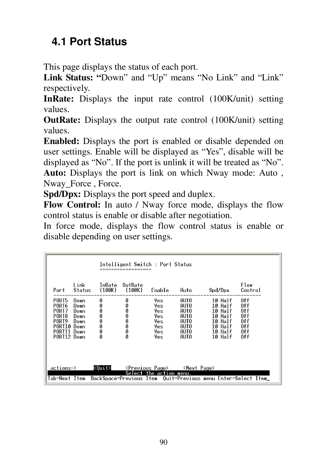 Edimax Technology ES-5224RM, ES-5224REM, ES-5224RFM, ES-3124REM user manual Port Status 