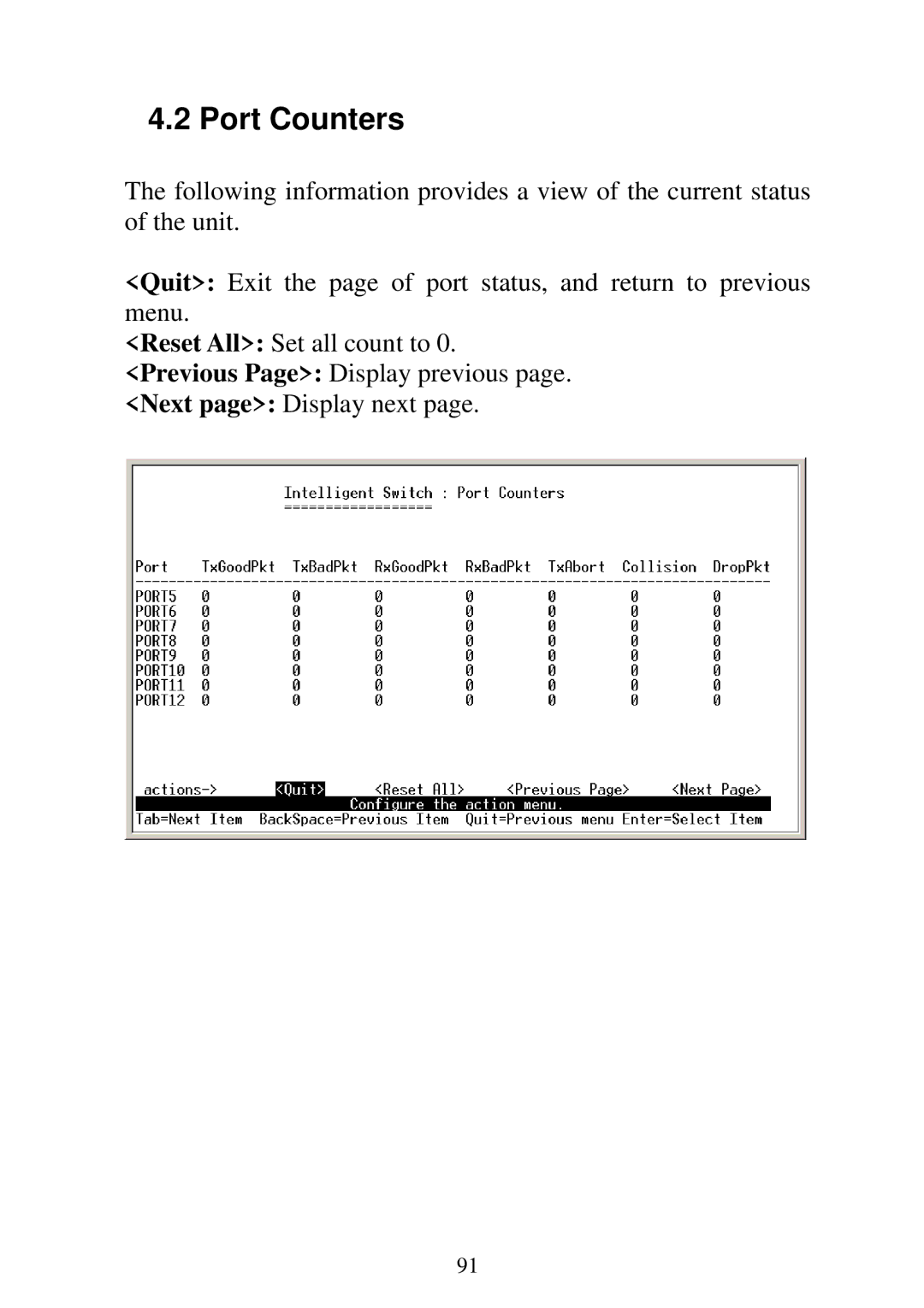 Edimax Technology ES-3124REM, ES-5224REM, ES-5224RFM, ES-5224RM user manual Port Counters 