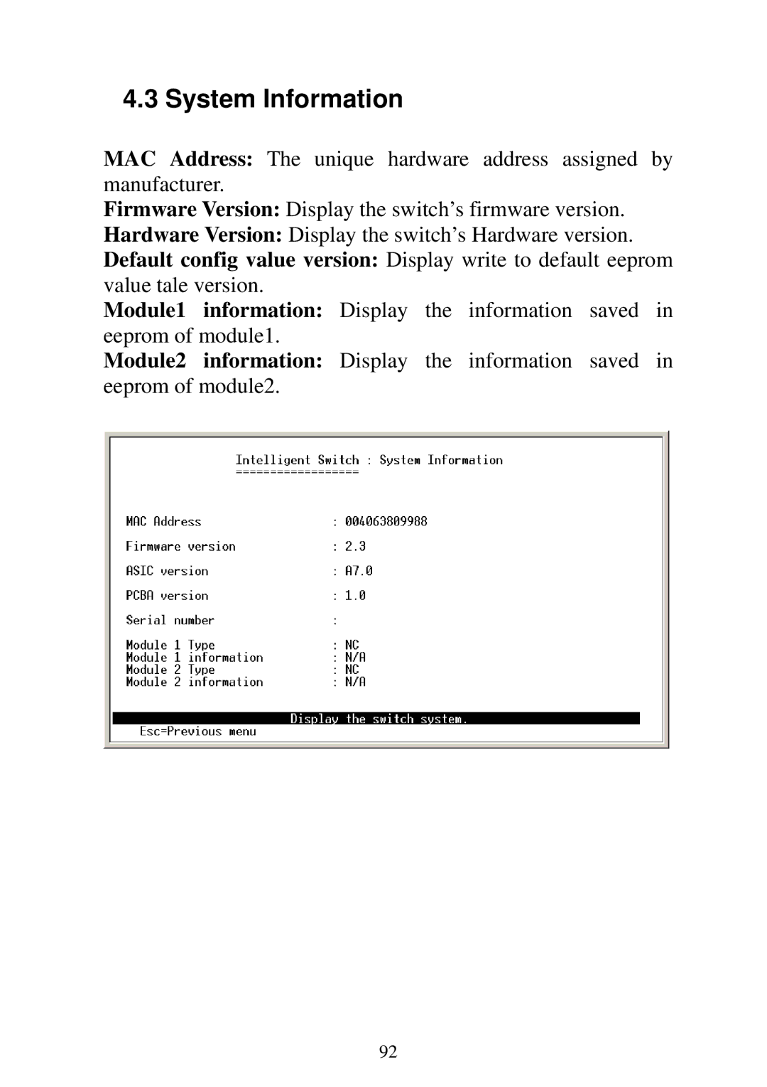 Edimax Technology ES-5224REM, ES-5224RFM, ES-5224RM, ES-3124REM user manual System Information 