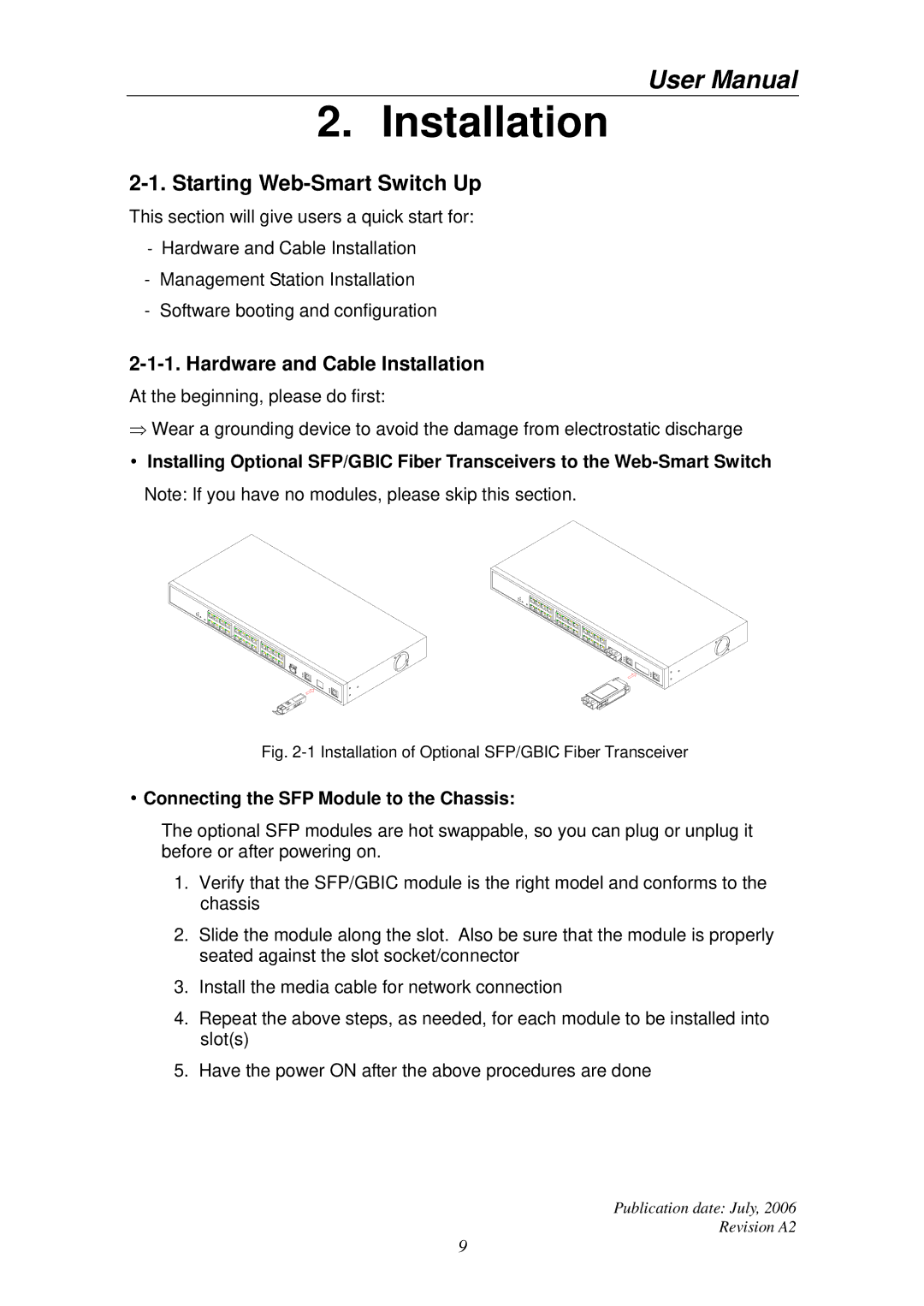 Edimax Technology ES-5224RS+ user manual Starting Web-Smart Switch Up, Hardware and Cable Installation 