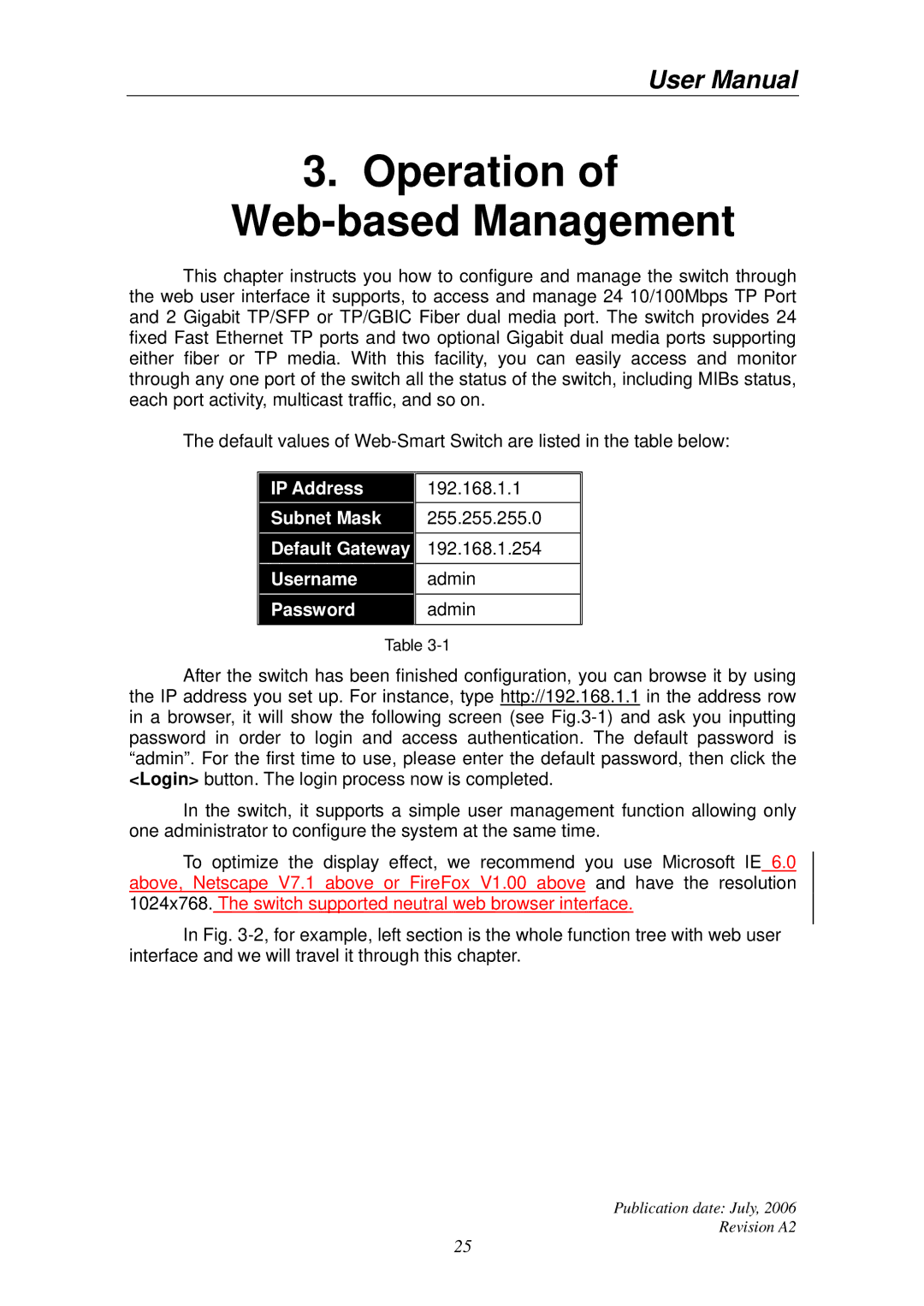 Edimax Technology ES-5224RS+ user manual Operation of Web-based Management 