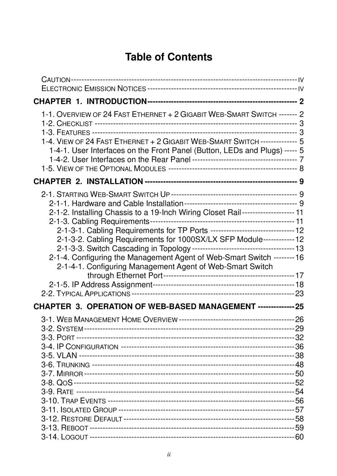 Edimax Technology ES-5224RS+ user manual Table of Contents 