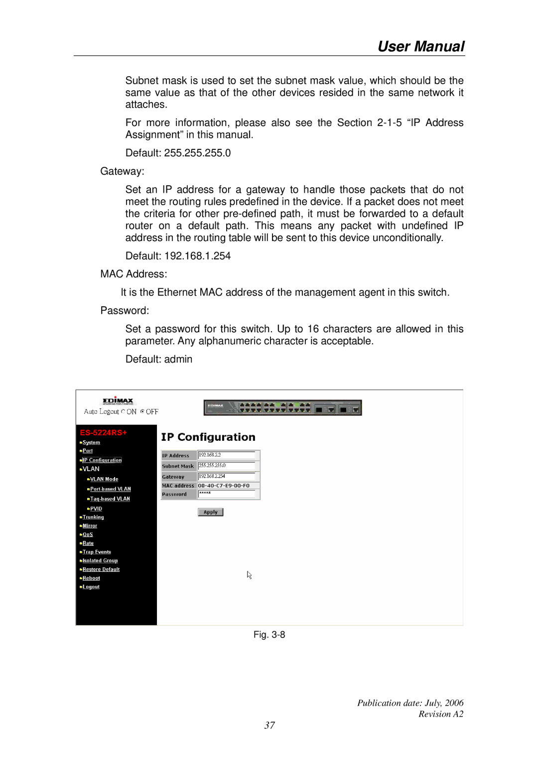 Edimax Technology ES-5224RS+ user manual Publication date July Revision A2 